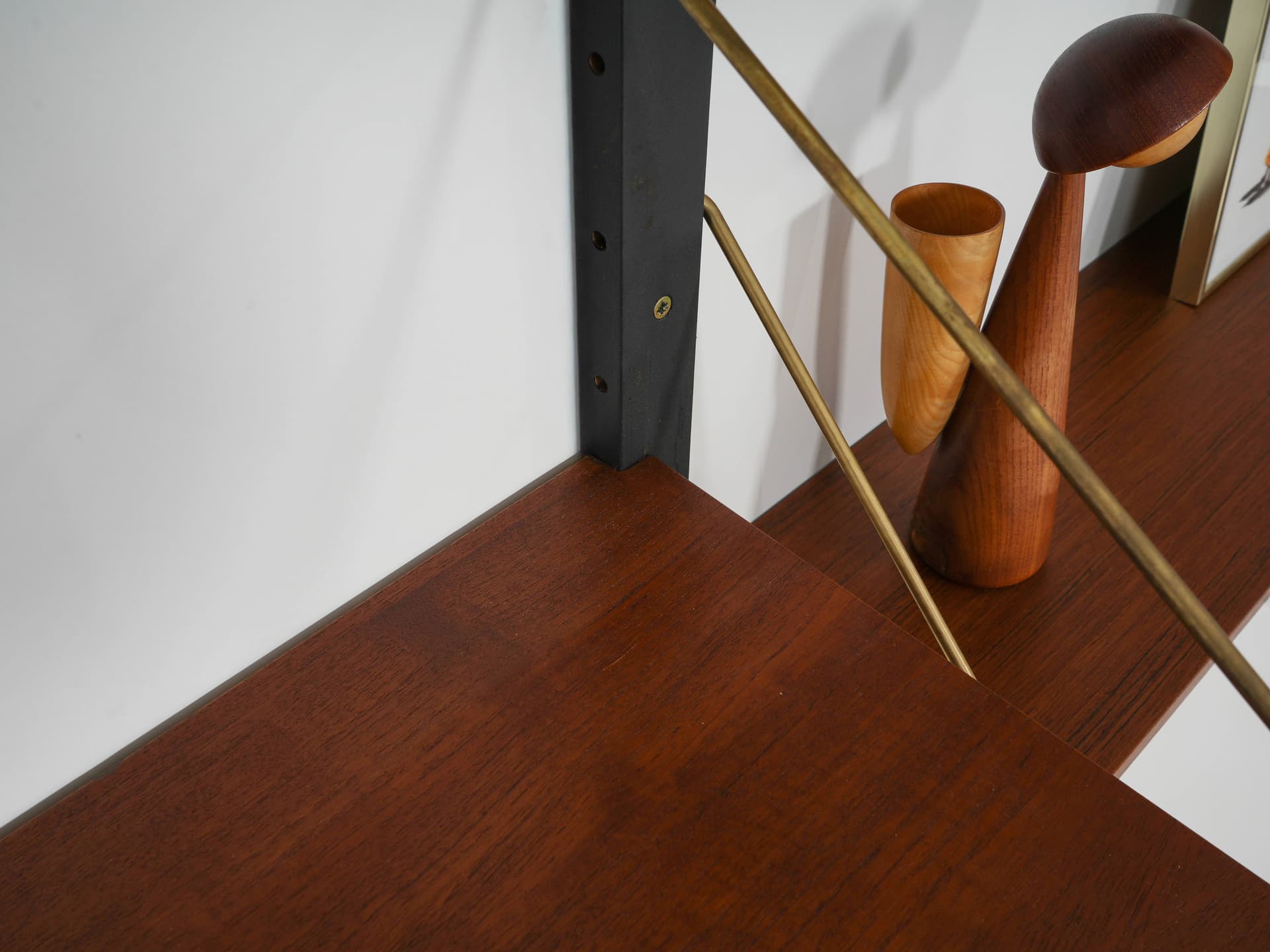Regał modułowy PS System, teak brązowy, drewno czarne, Dania, lata 70. - 371194
