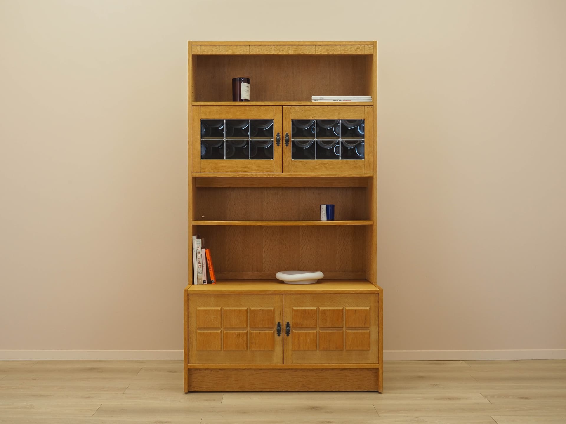 Biblioteczka, dąb brązowy, proj. H. Kjærnulf, Dania, lata 60. - 371204