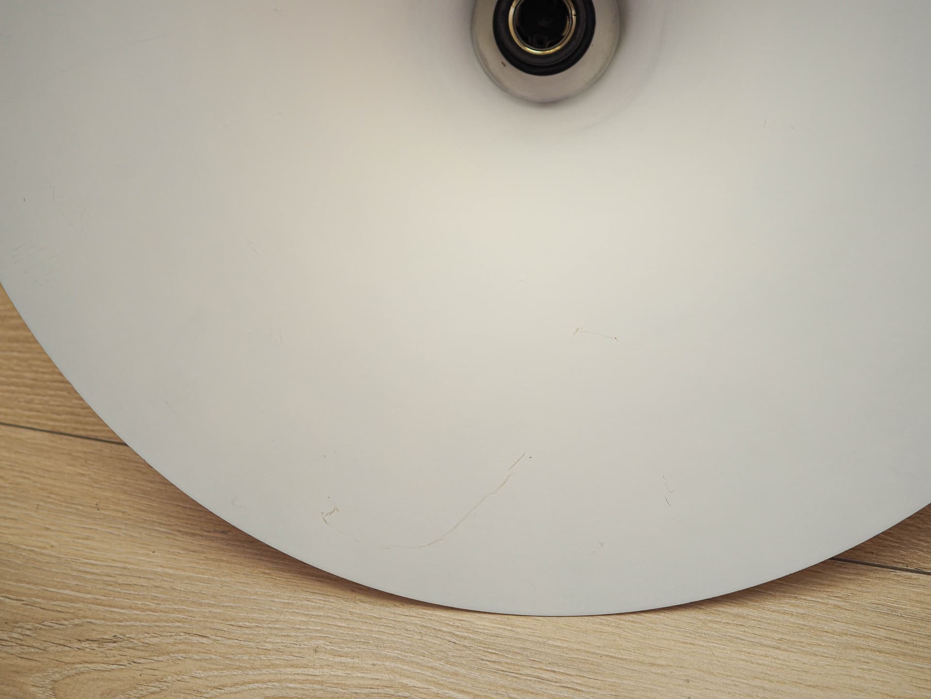 Lampa wisząca, Space Age, pomarańczowy akryl, srebrny aluminium, Dania, lata 60. - 371342