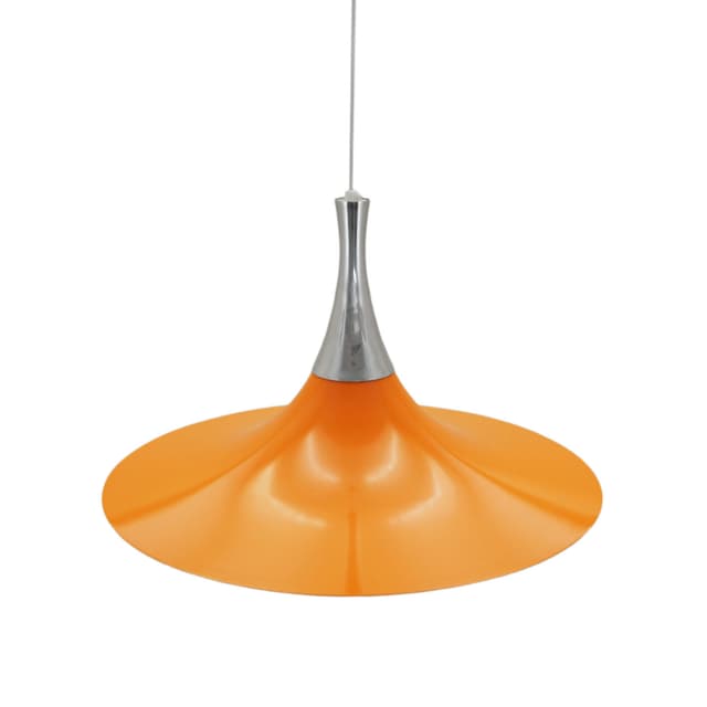 Lampa wisząca, Space Age, pomarańczowy akryl, srebrny aluminium, Dania, lata 60. - WYMIARY
