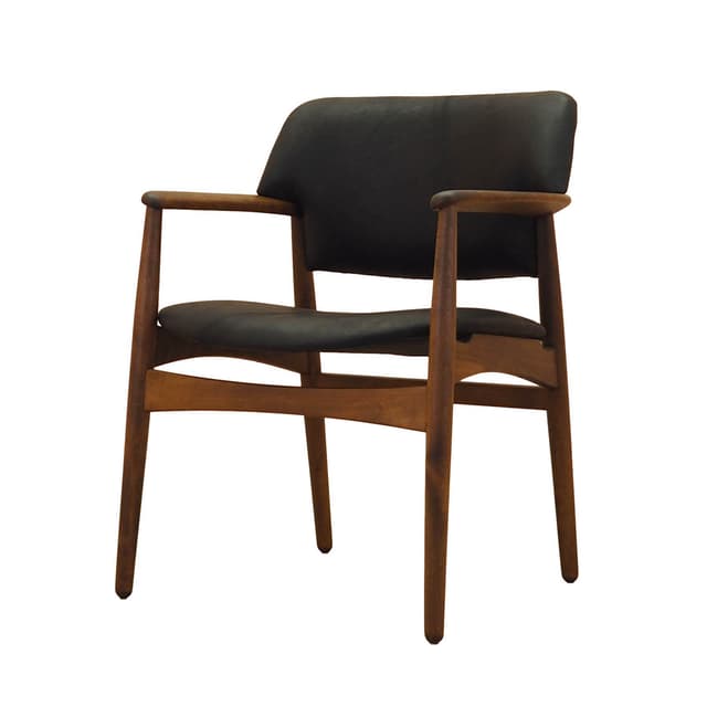 Fotel Larsen & Bender Madsen, dąb brązowy, skóra naturalna czarna, Fritz Hansen, Dania, lata 70. - WYMIARY
