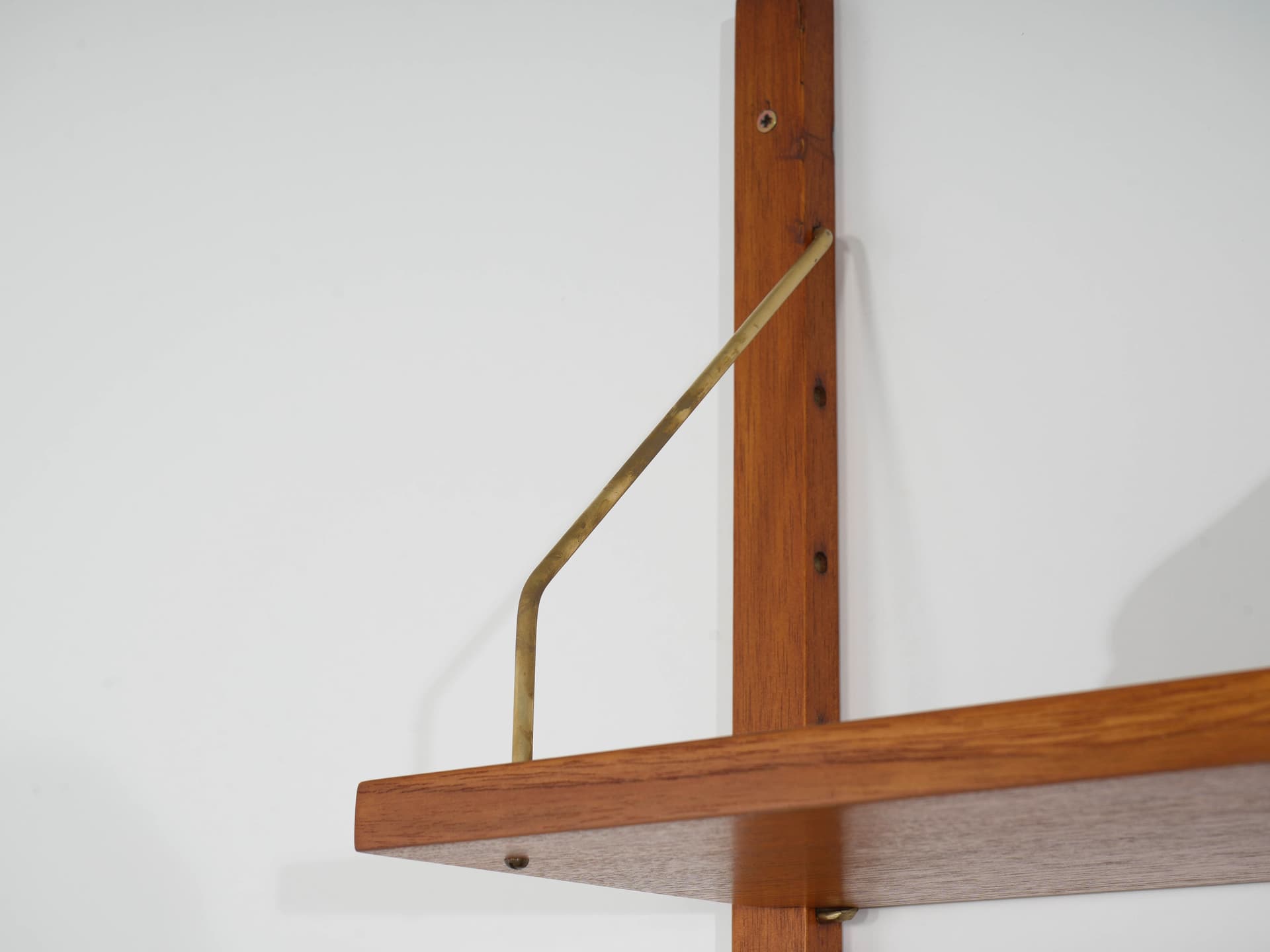 Regał modułowy, teak brązowy, mosiądz złoty, Dania, lata 70. - 371396