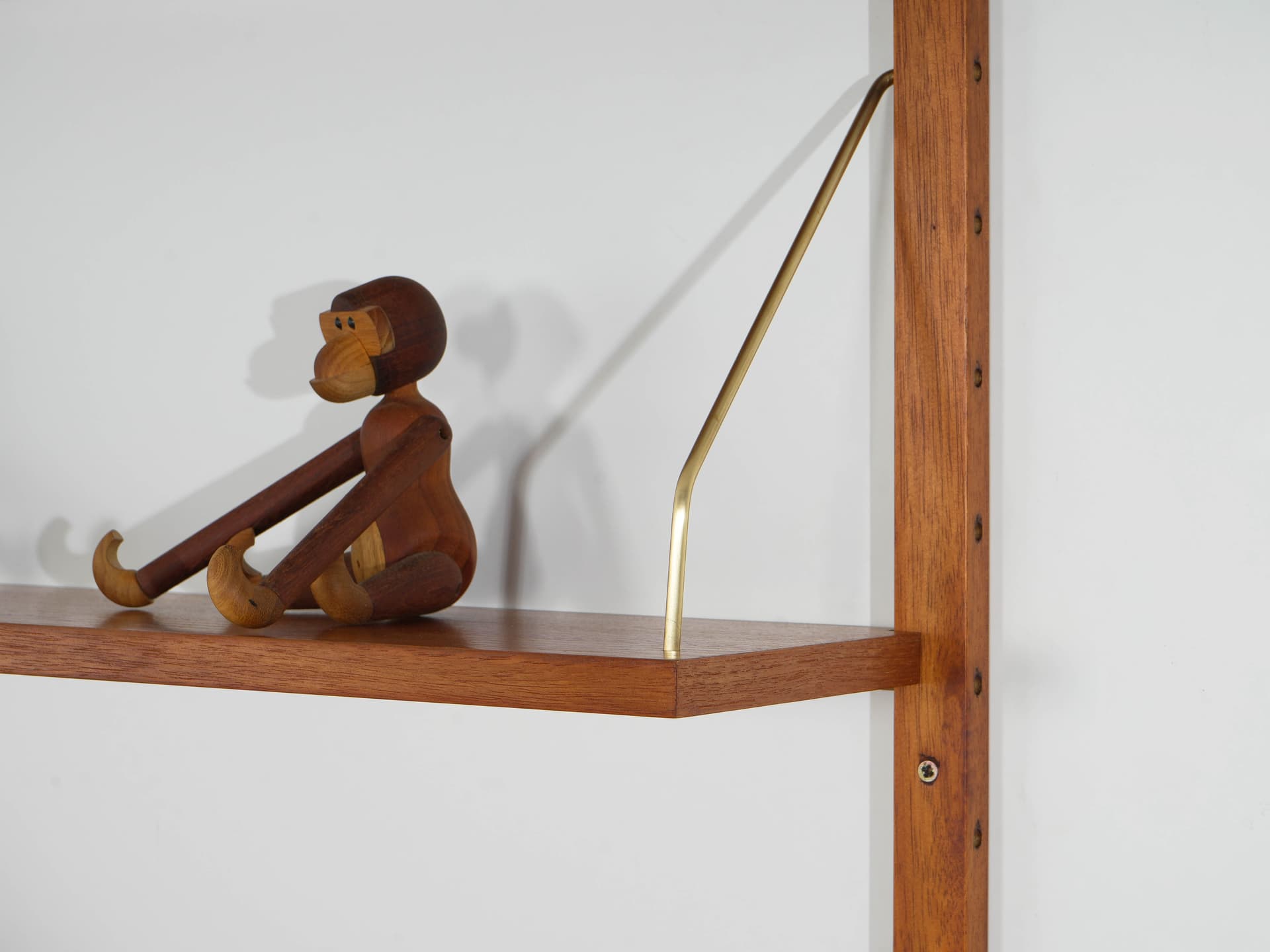 Regał modułowy, teak brązowy, mosiądz złoty, Dania, lata 70. - 371389