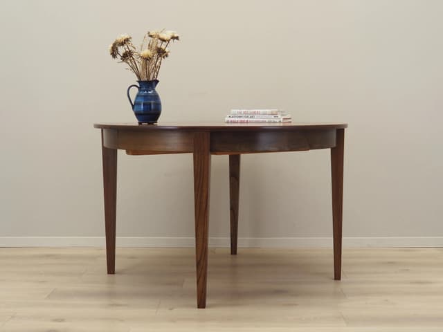 Round Table, brown rosewood, Denmark, 1970s - DIMENSION