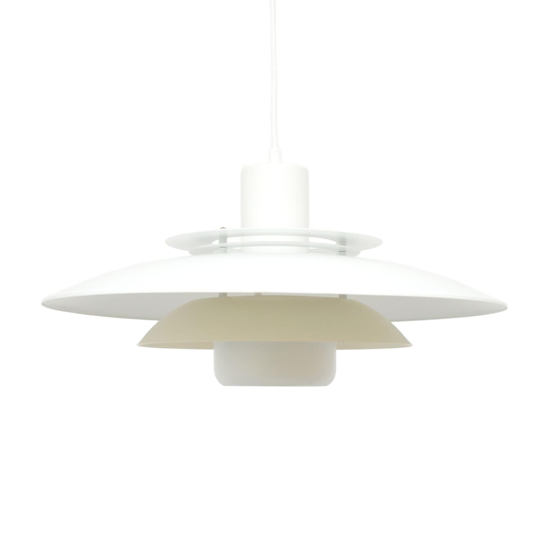 Lampa wisząca Sierra, biały beżowy, metal, Dania, lata 70.