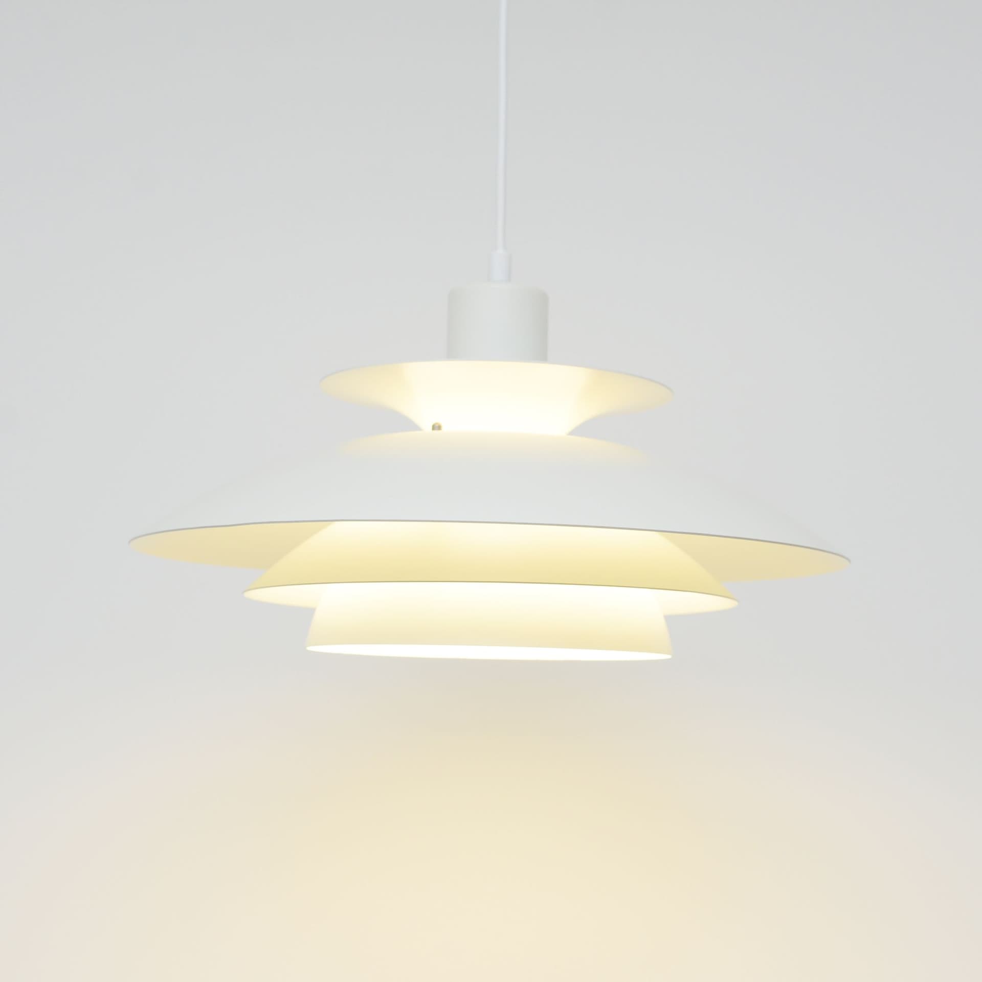 Lampa wisząca, biały, aluminium, Dania, lata 70. - 371476