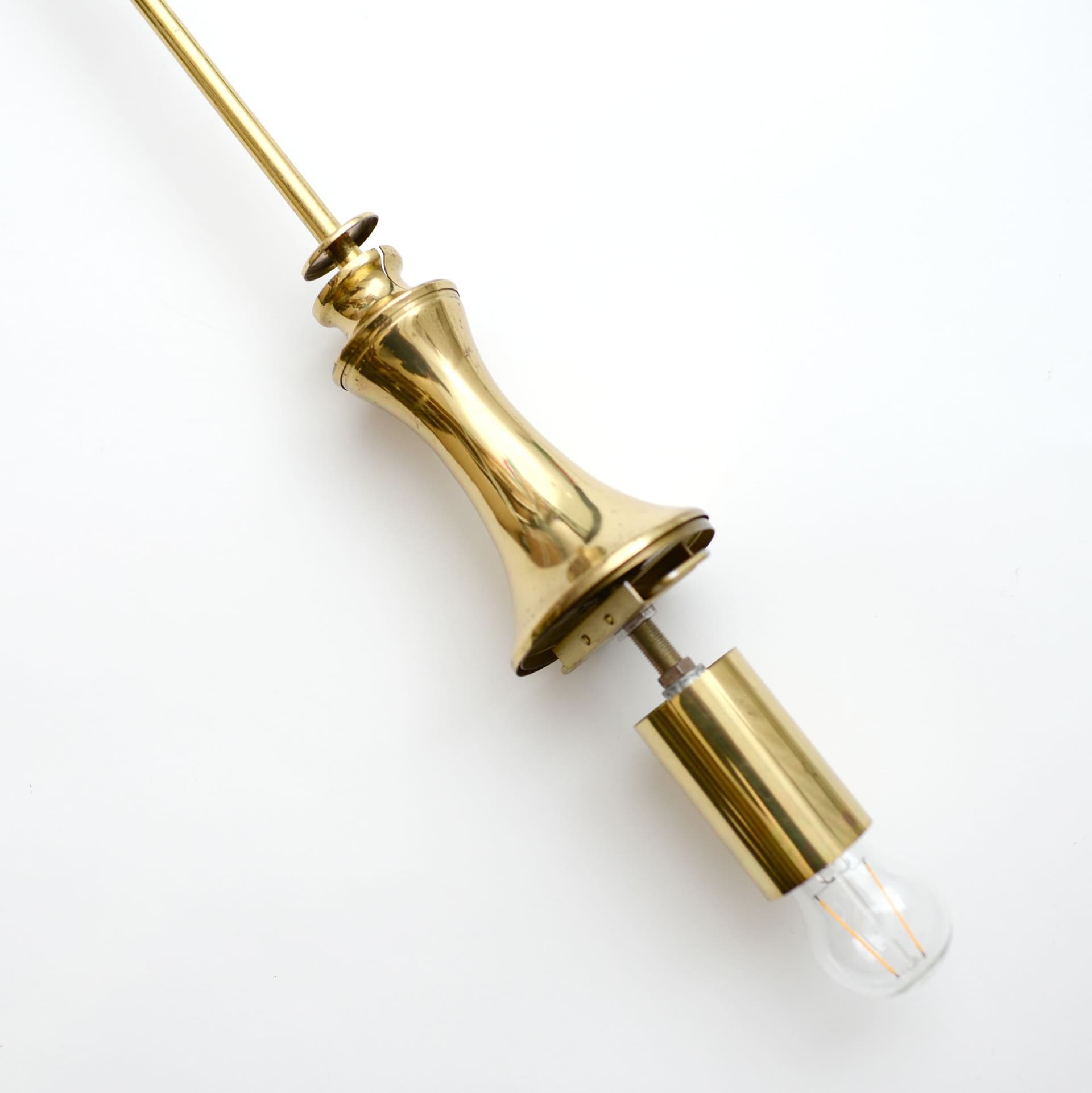 Lampa wisząca, bursztynowe szkło, mosiądz złoty, Limburg, Niemcy, lata 70. - 371486