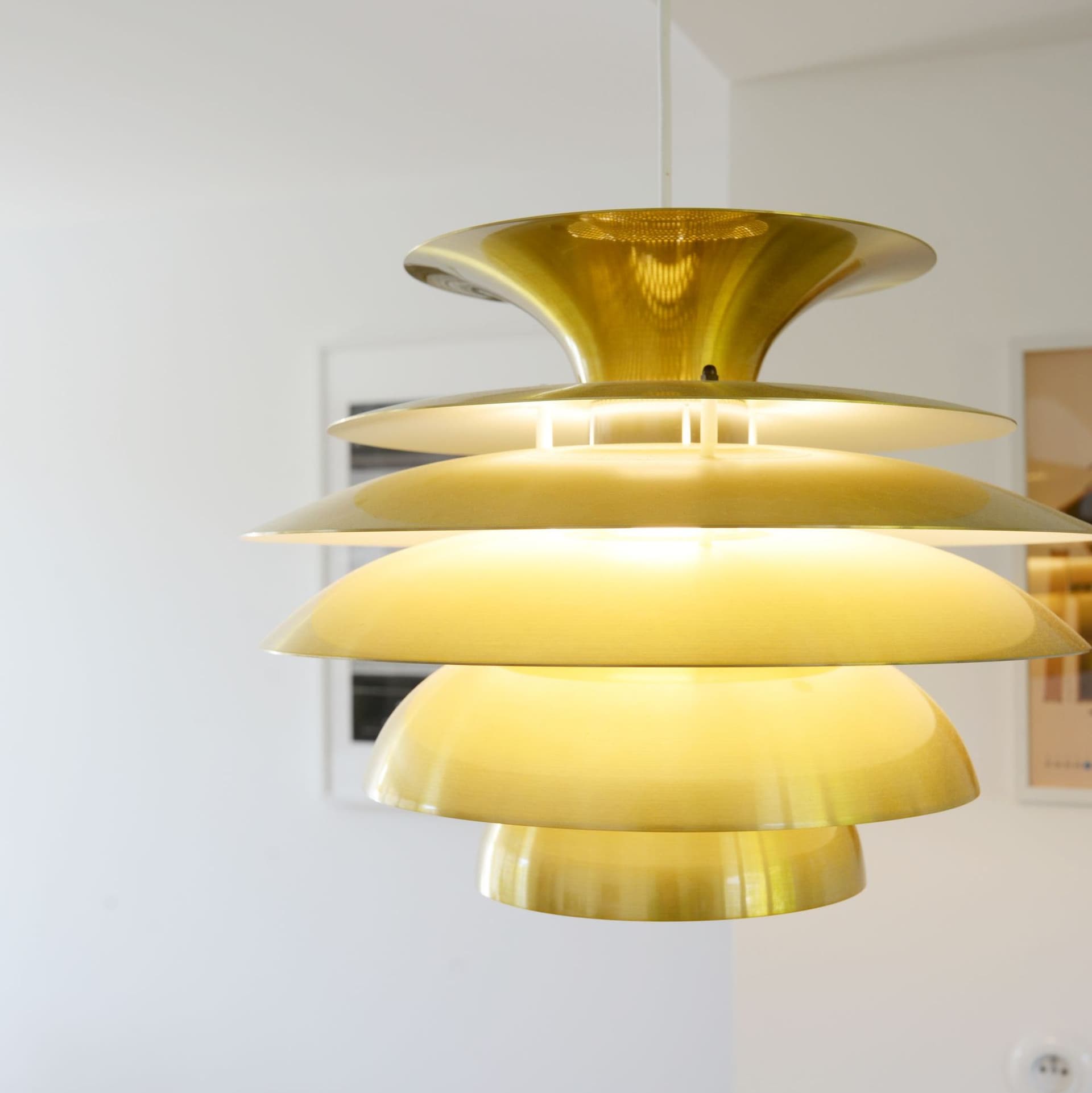 Lampa wisząca, złoty, metal, Dania, lata 70. - 371499