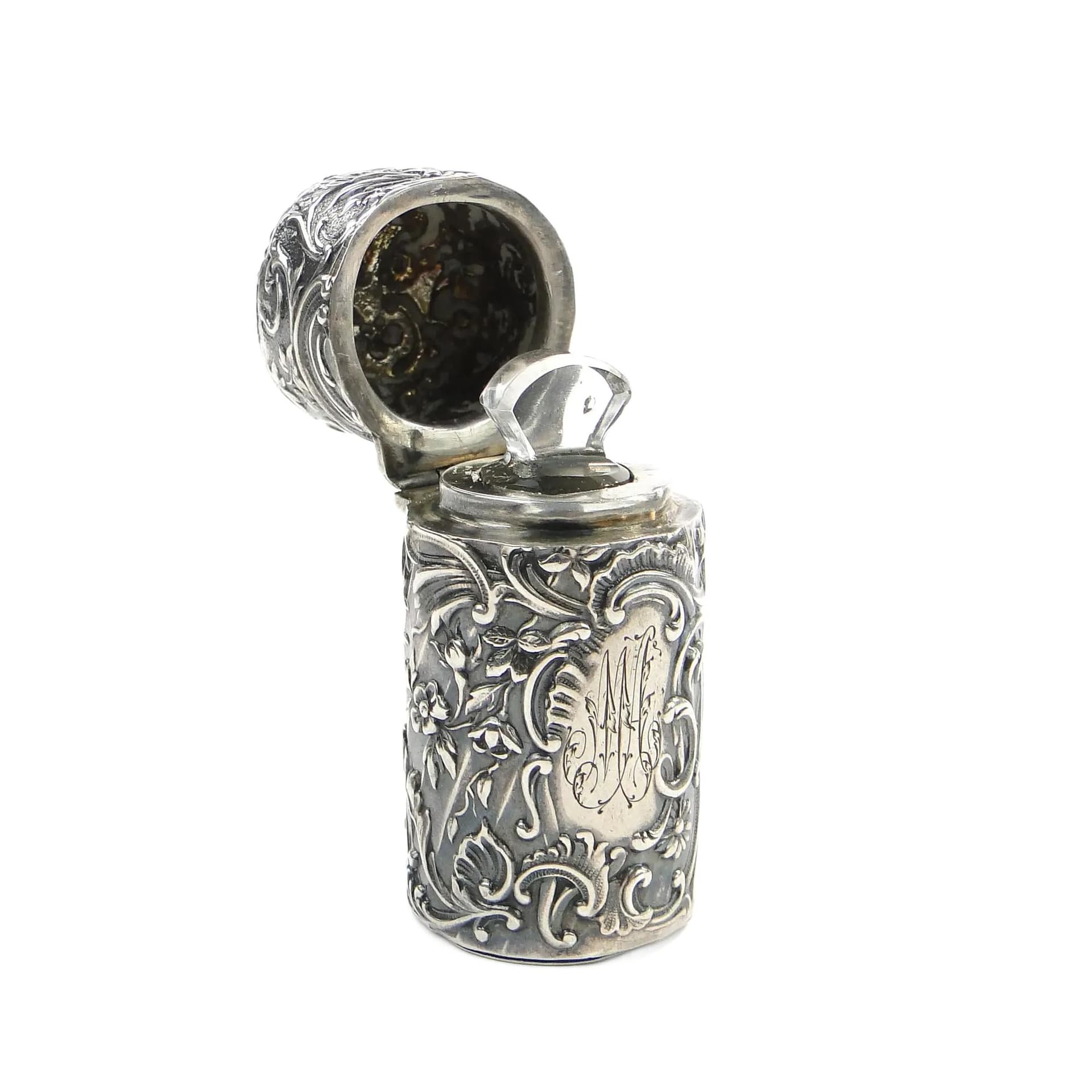 Flakon na perfumy, srebrny, srebro kryształ, Francja, XIX w.