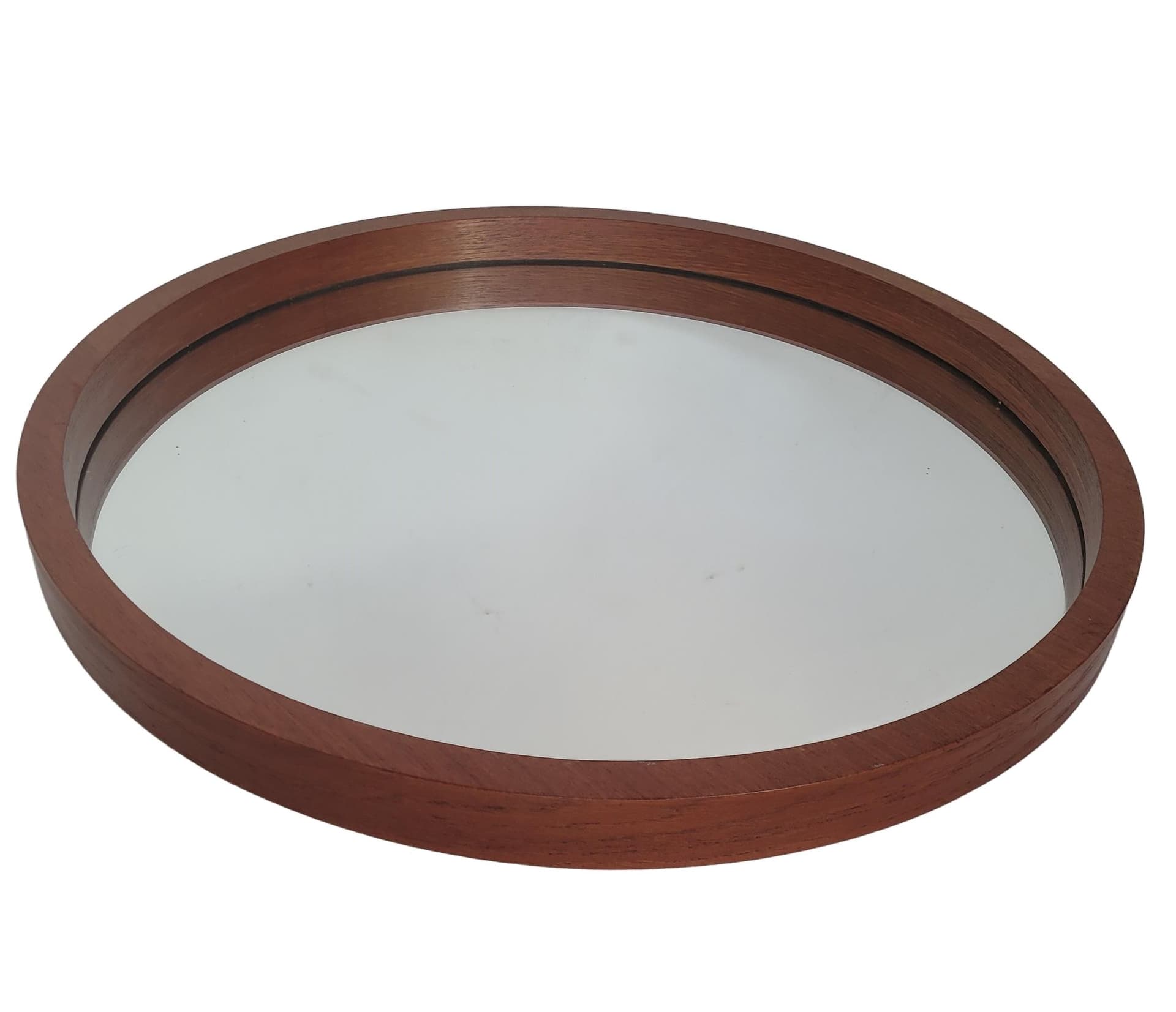 Lustro ścienne Zier Form, 60x60 cm, teak, szkło, Dania, lata 60.