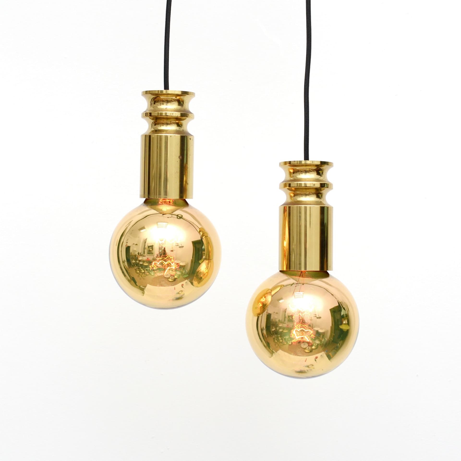 Para lamp wiszących, złoty, mosiądz, Dania, lata 50. - 371671