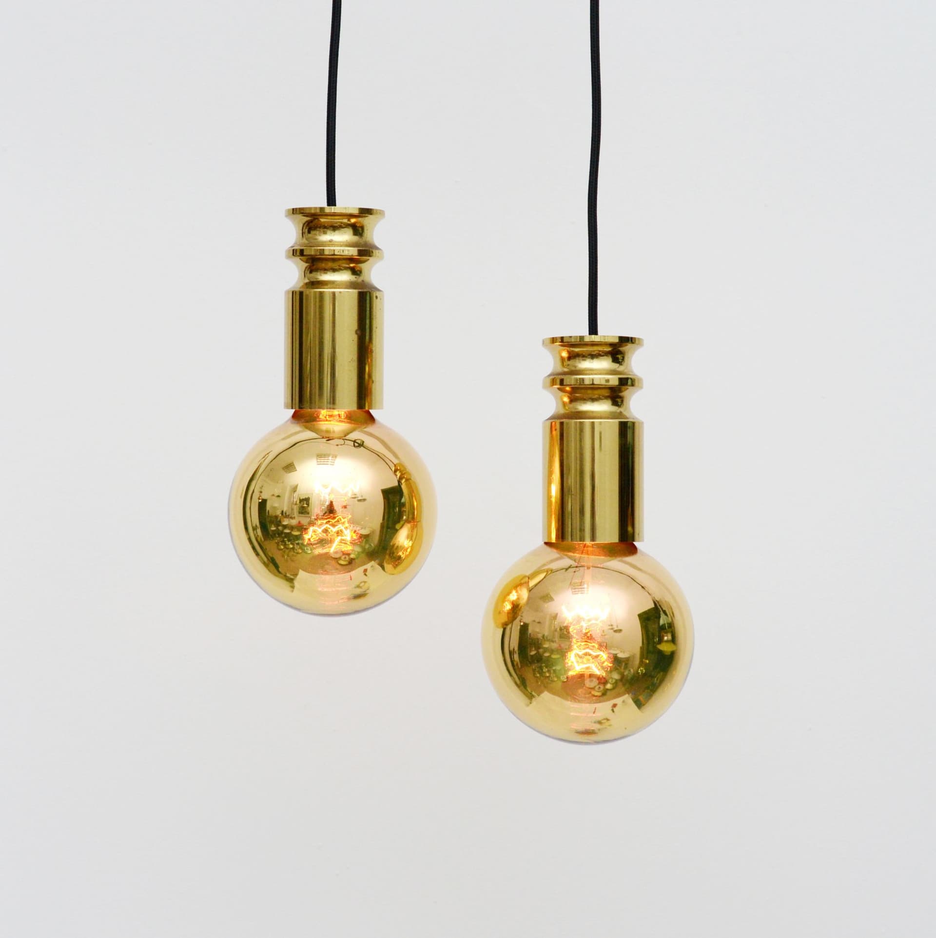 Para lamp wiszących, złoty, mosiądz, Dania, lata 50. - 371668