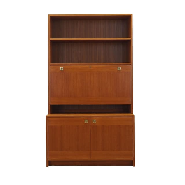 Regał z barkiem, teak brązowy, Dania, lata 70. - WYMIARY