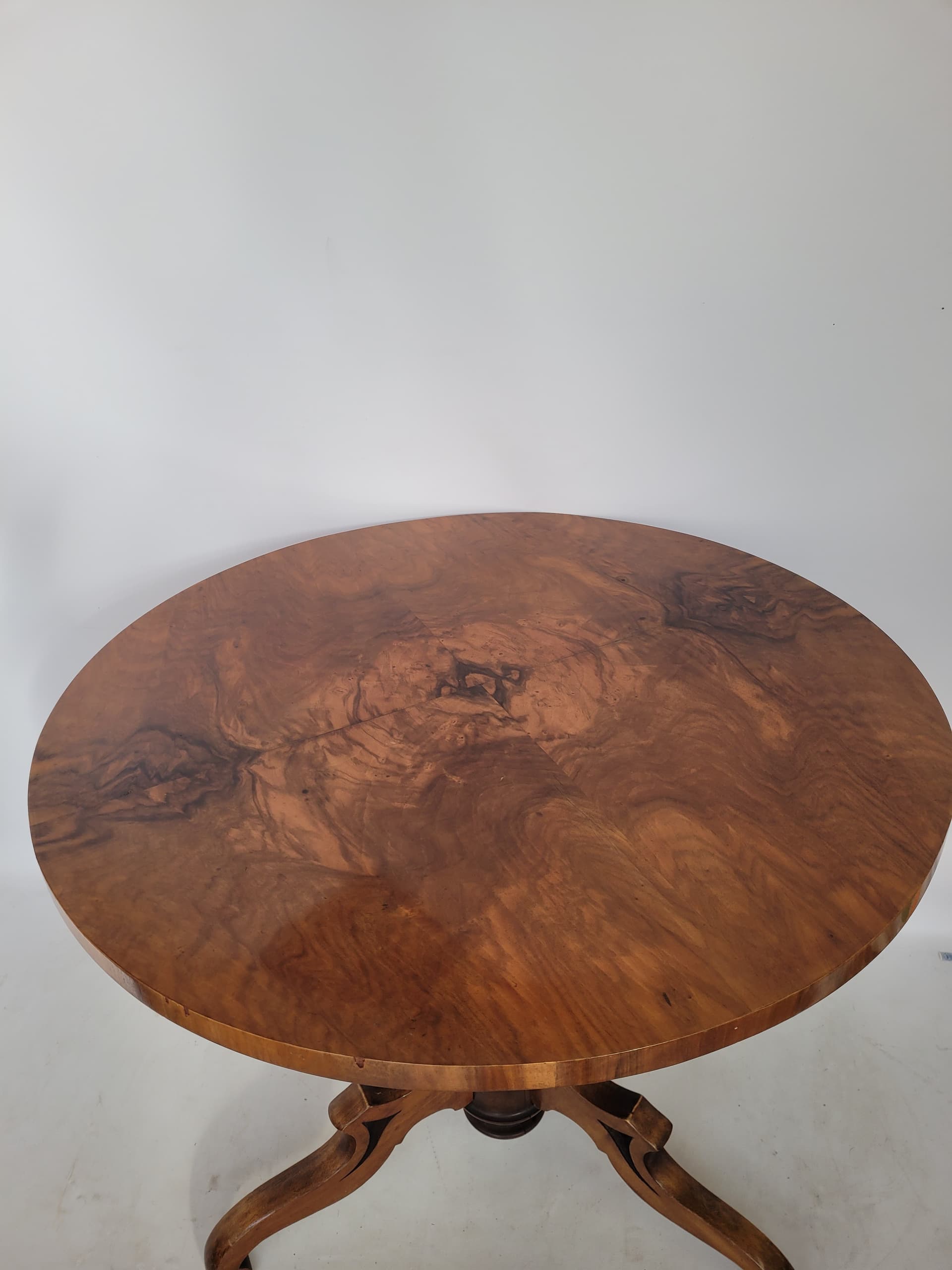 Stół okrągły art déco, brązowy, orzech, lata 30. - 371903