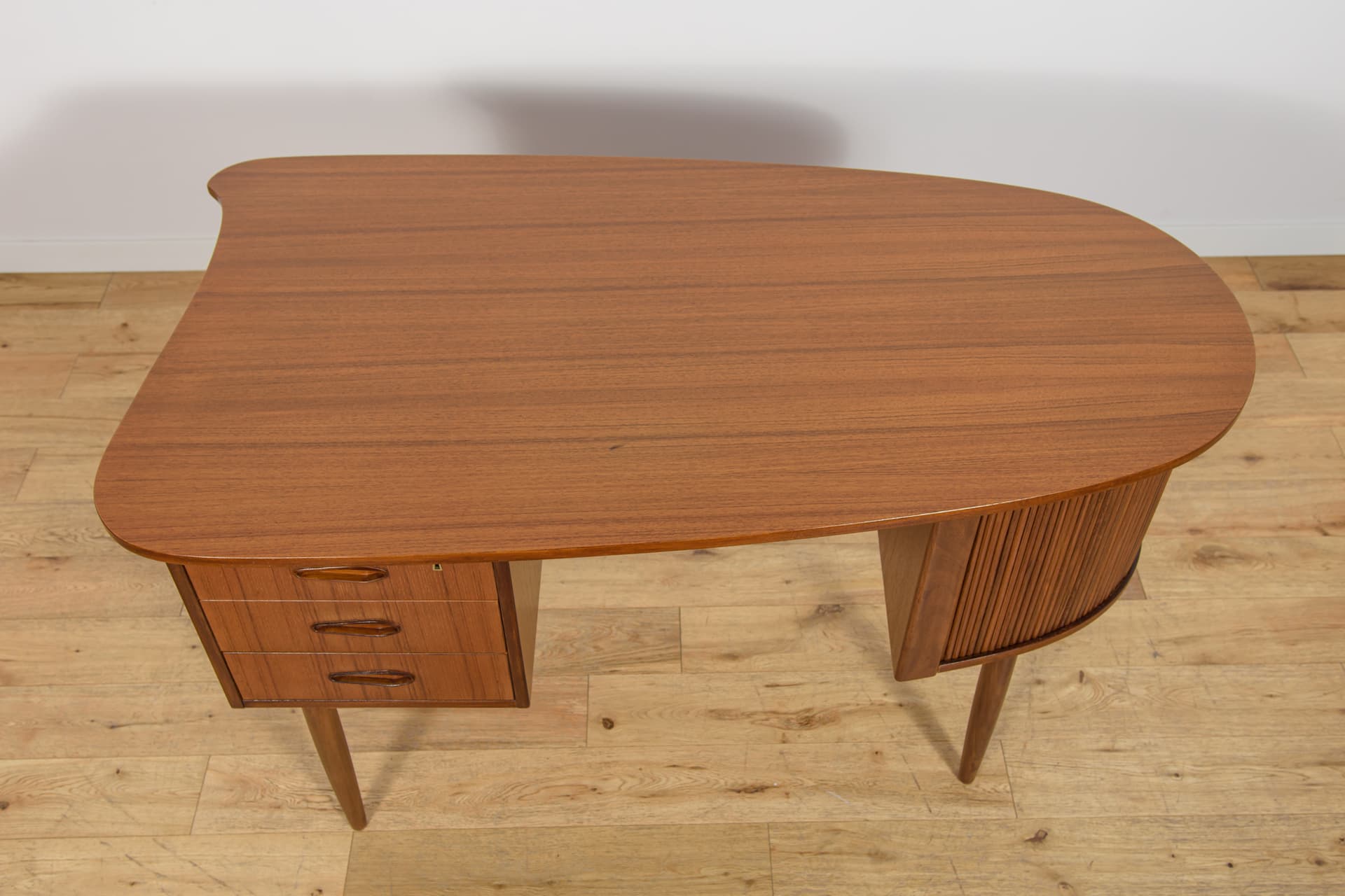 Biurko Kidney Desk, brązowy, teak, Dania, lata 60. - 371951