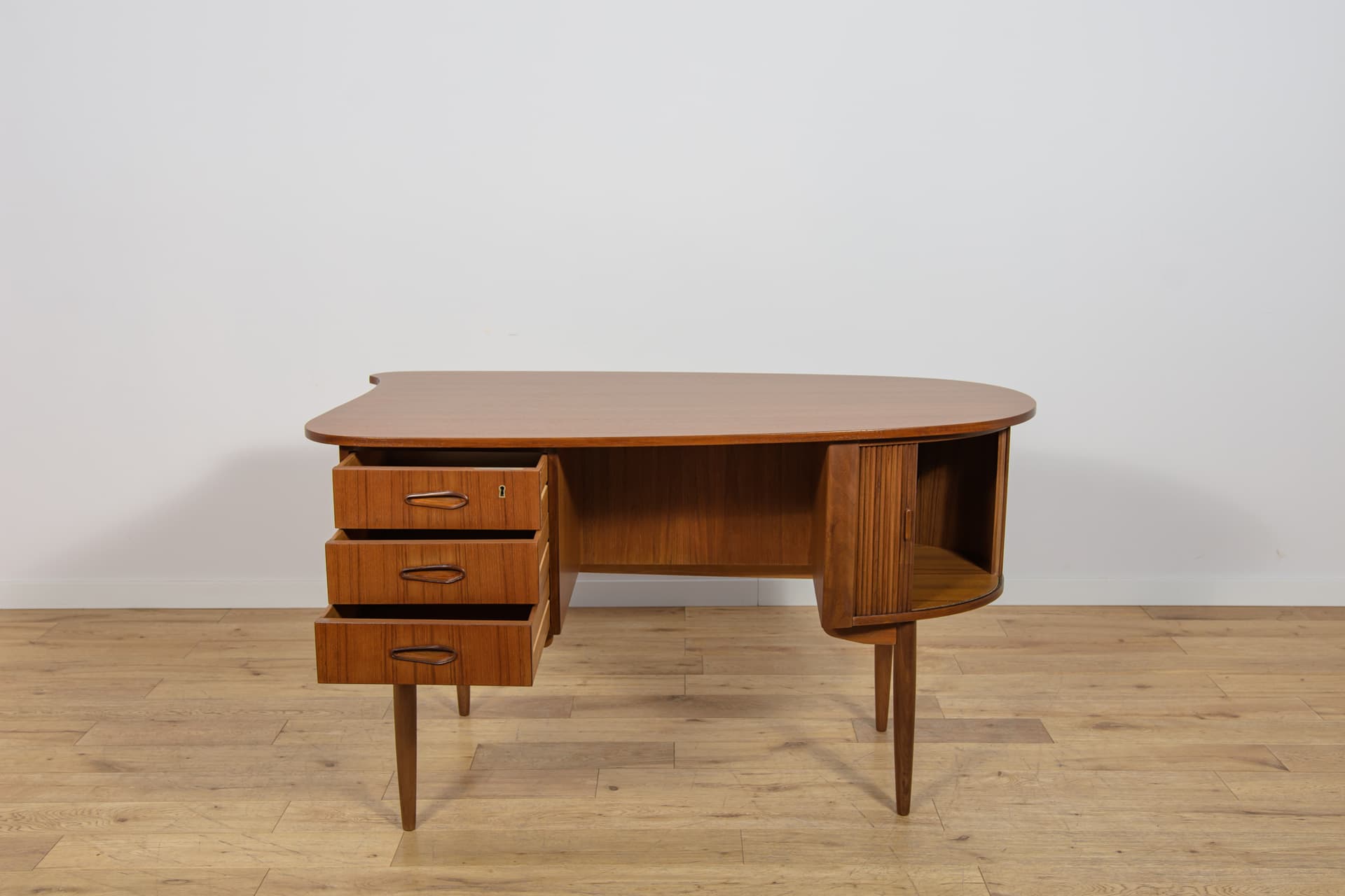 Biurko Kidney Desk, brązowy, teak, Dania, lata 60. - 371957