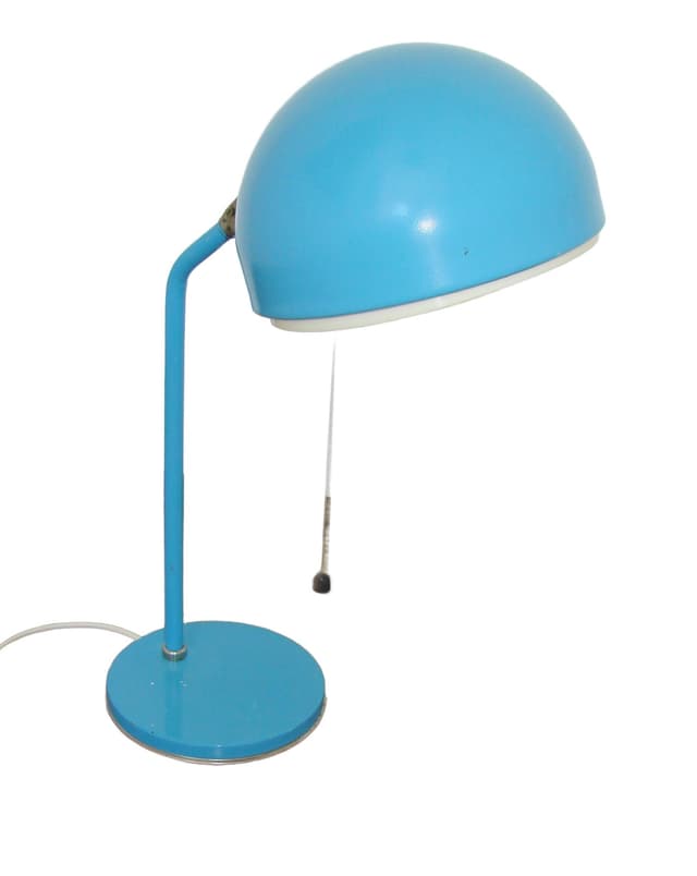 Lampka biurkowa ST-17, jasnoniebieski metal biały, Zakłady Sprzętu Oświetleniowego Zaos, Polska, lata 70. - WYMIARY