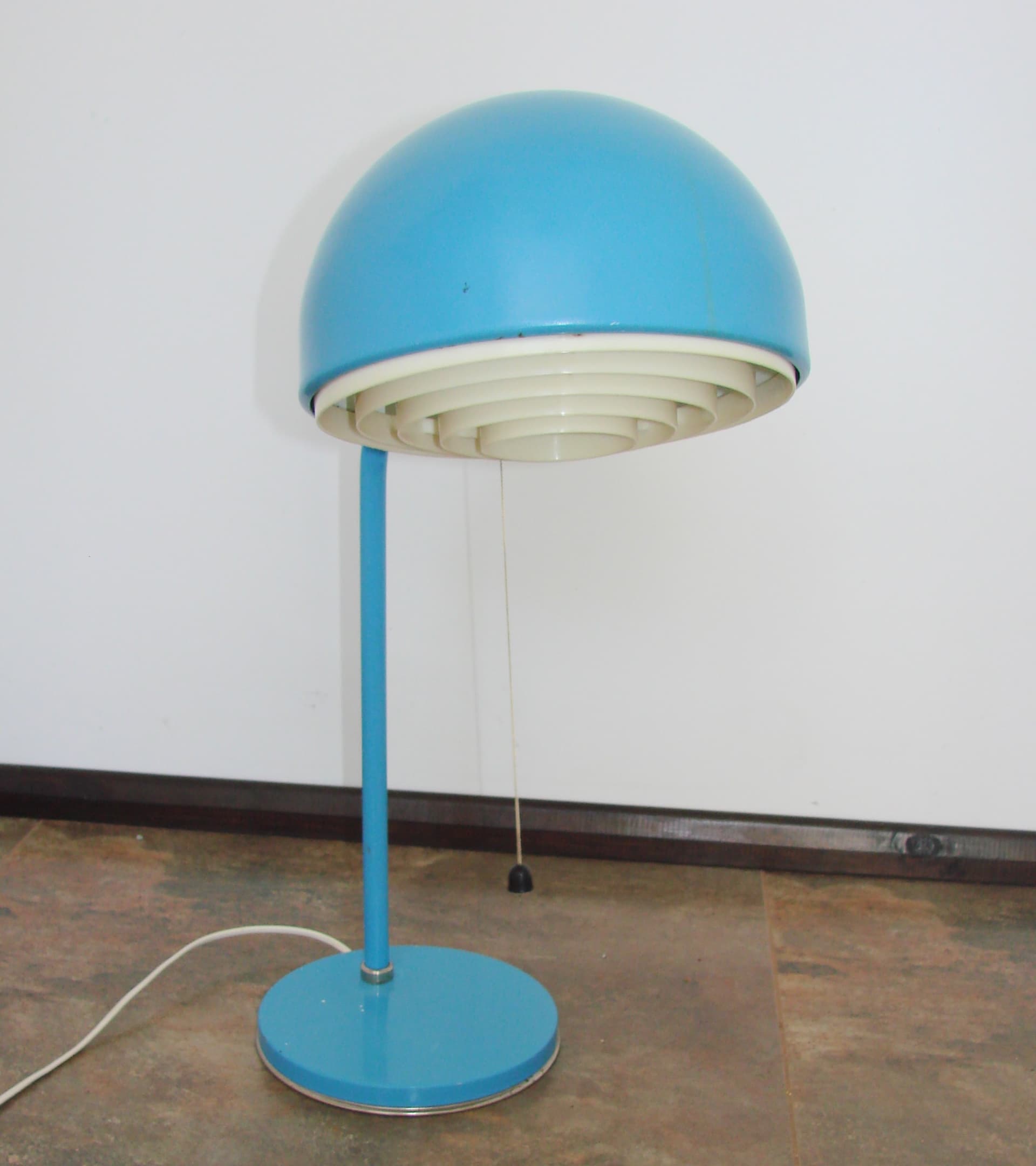 Lampka biurkowa ST-17, jasnoniebieski metal biały, Zakłady Sprzętu Oświetleniowego Zaos, Polska, lata 70. - 372108