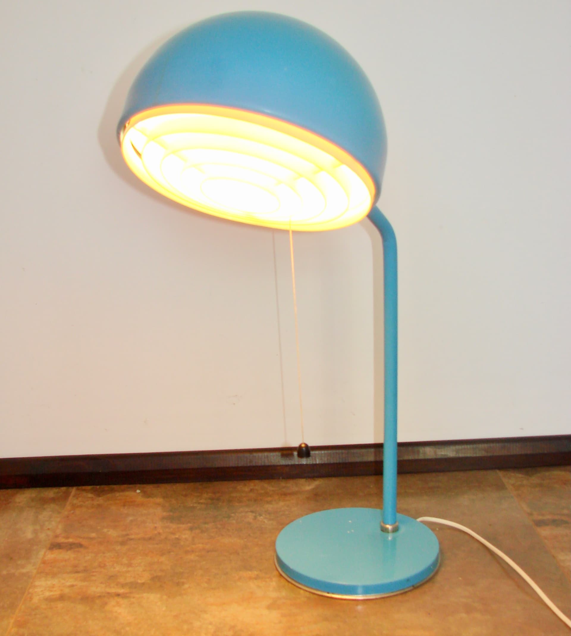 Lampka biurkowa ST-17, jasnoniebieski metal biały, Zakłady Sprzętu Oświetleniowego Zaos, Polska, lata 70. - 372106