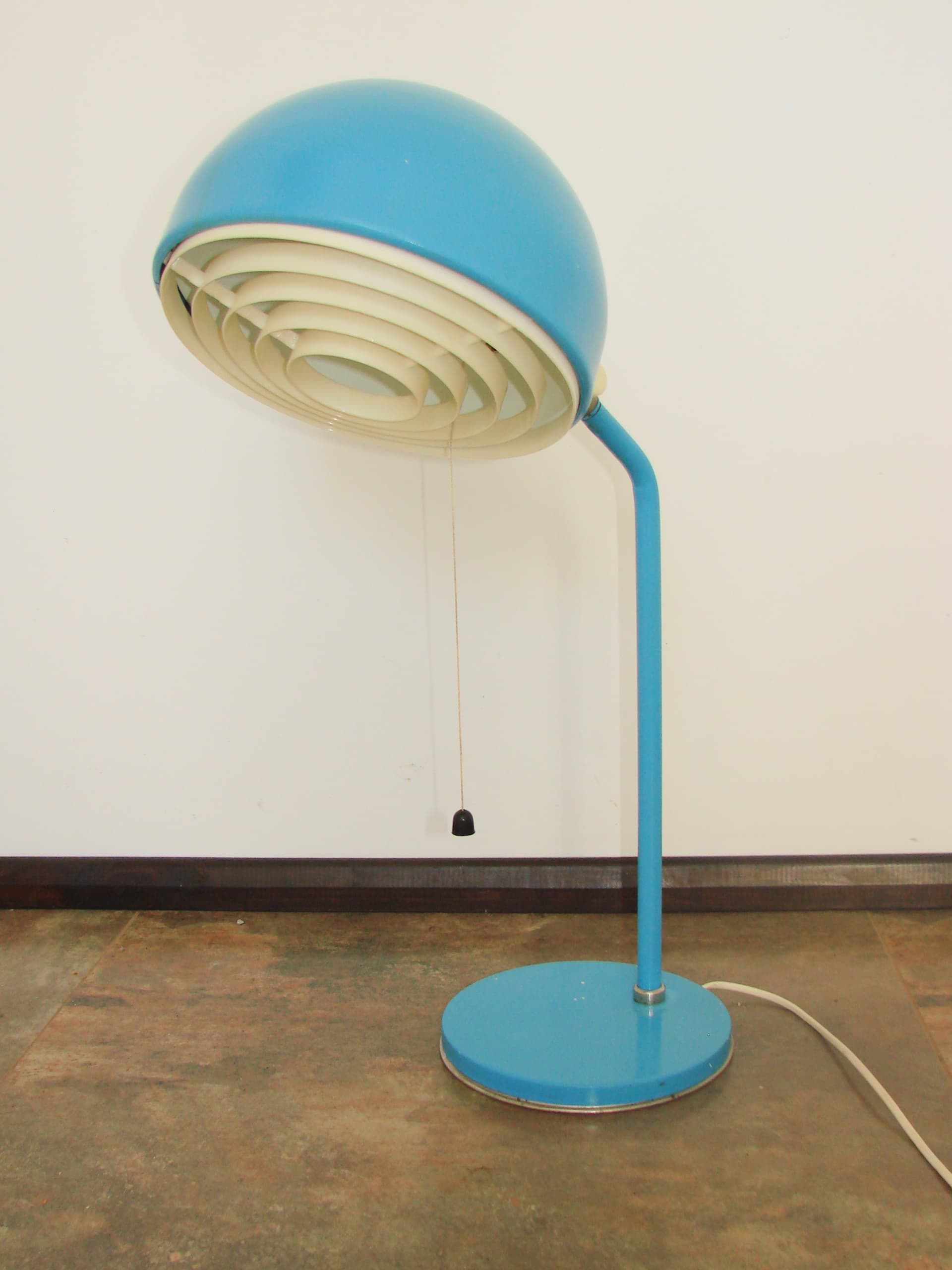 Lampka biurkowa ST-17, jasnoniebieski metal biały, Zakłady Sprzętu Oświetleniowego Zaos, Polska, lata 70. - 372107