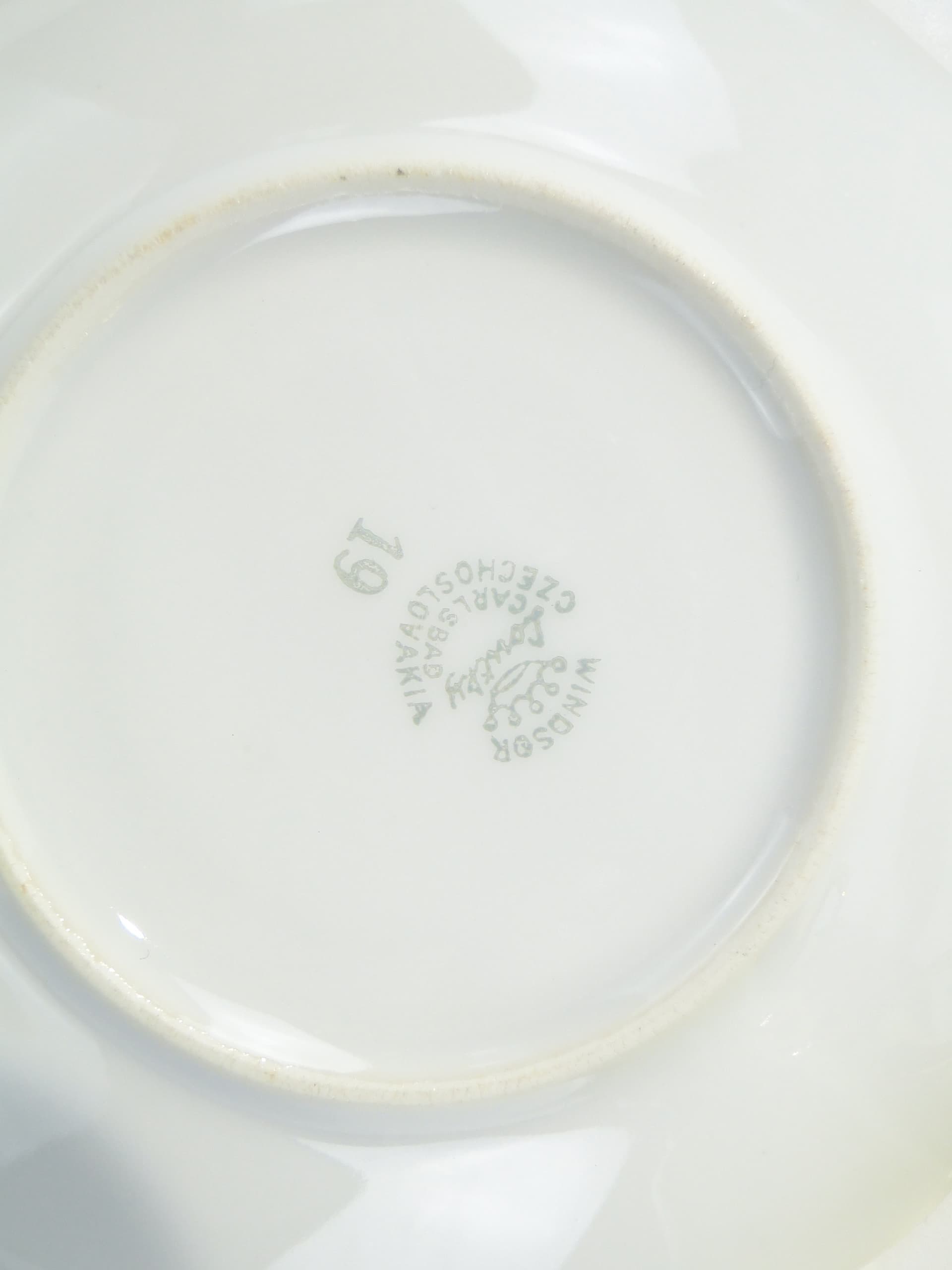 Filiżanka do espresso ze spodkiem, Windsor, żółto-zielony, porcelana biała, złocenie, Czechosłowacja, lata 50. - 372198