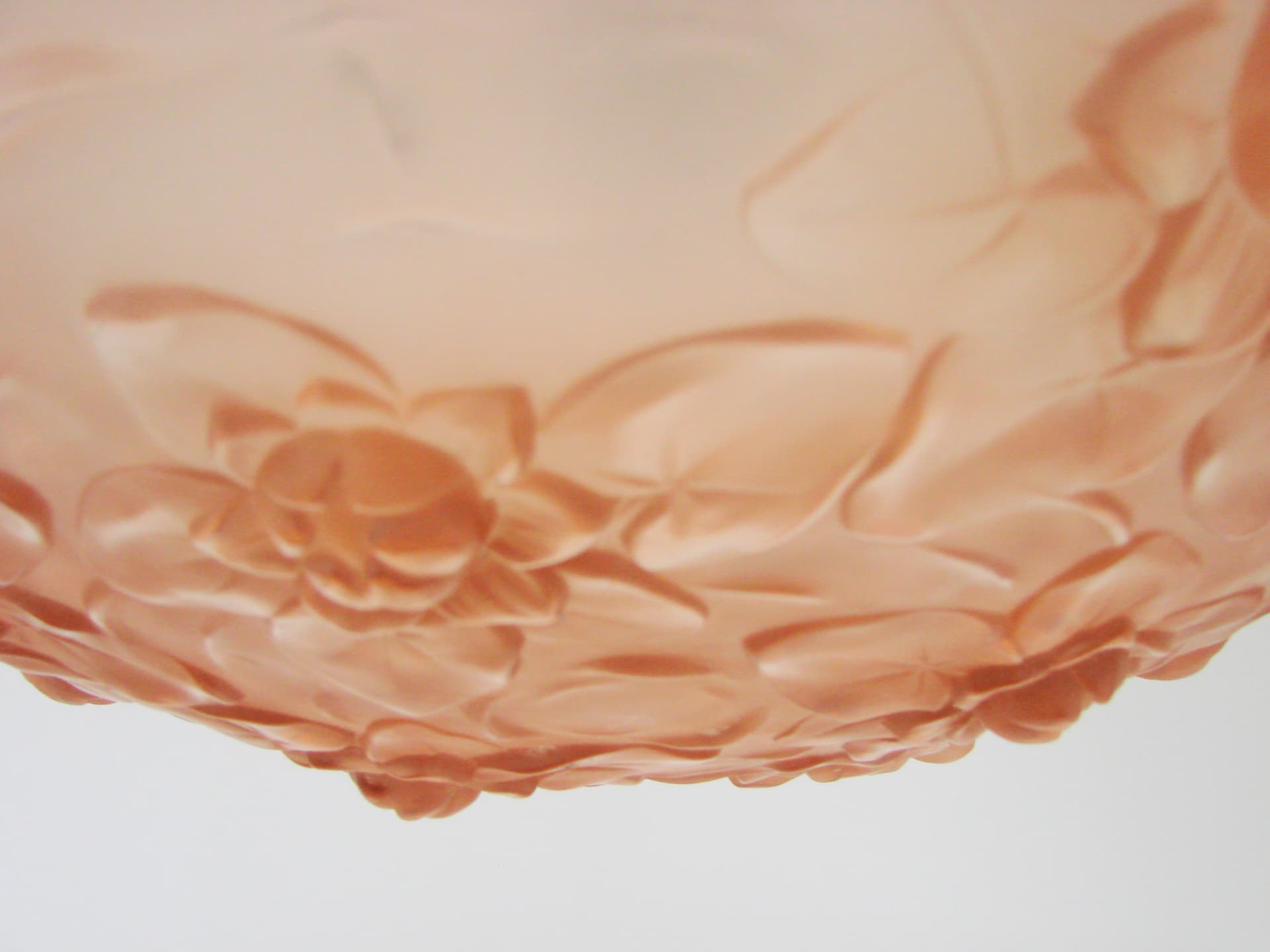 Lampa wisząca Ampla Art Deco, szkło różowy, mosiądz złoty, Francja, lata 30. - 372185