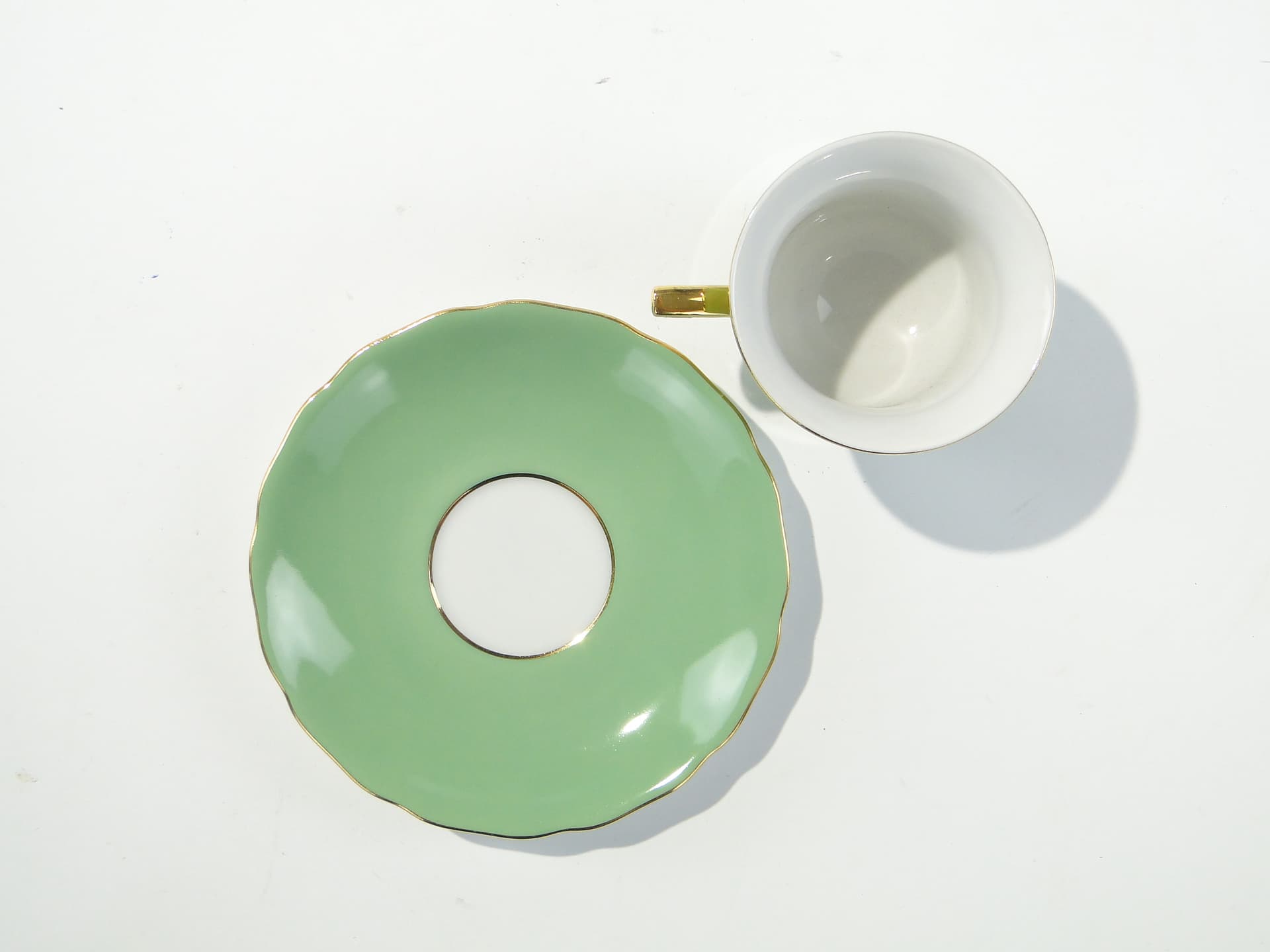 Filiżanka do espresso Windsor, porcelana zielona, złocenie, Windsor, Czechosłowacja, lata 50. - 372219