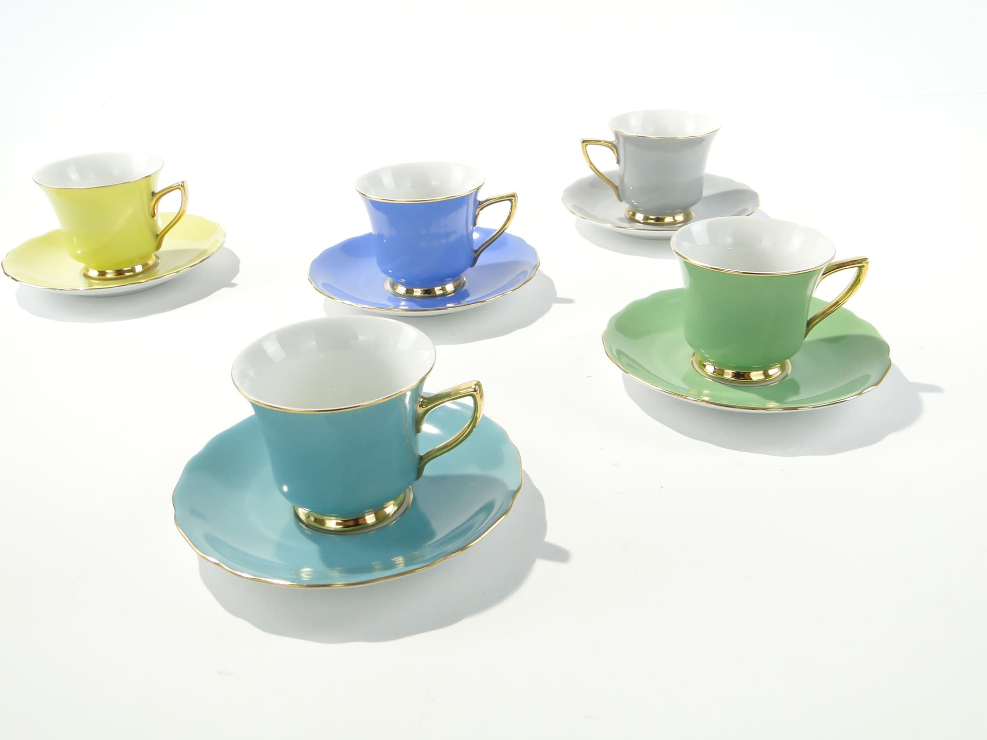 Filiżanka do espresso Windsor, porcelana zielona, złocenie, Windsor, Czechosłowacja, lata 50. - 372214