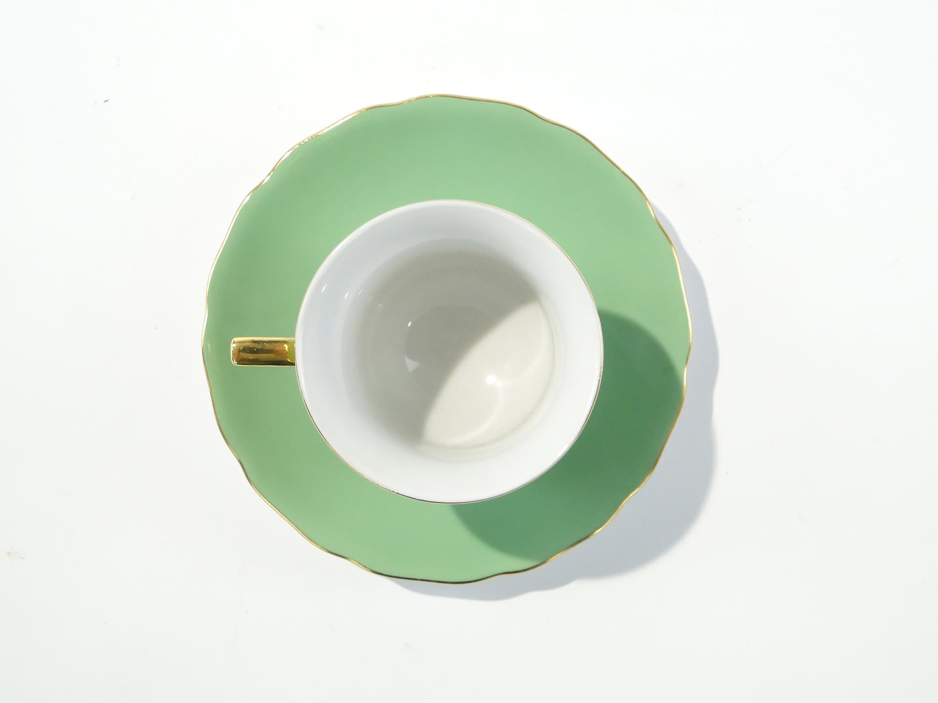 Filiżanka do espresso Windsor, porcelana zielona, złocenie, Windsor, Czechosłowacja, lata 50. - 372218