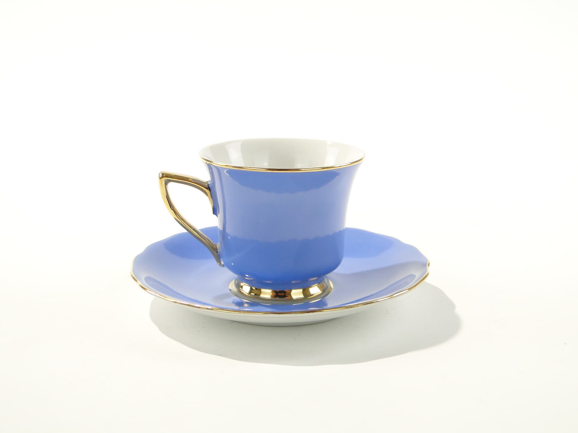 Filiżanka do espresso Windsor, porcelana biała niebieska, złocenie, Karlovy Vary, Czechosłowacja, lata 50. - 372258