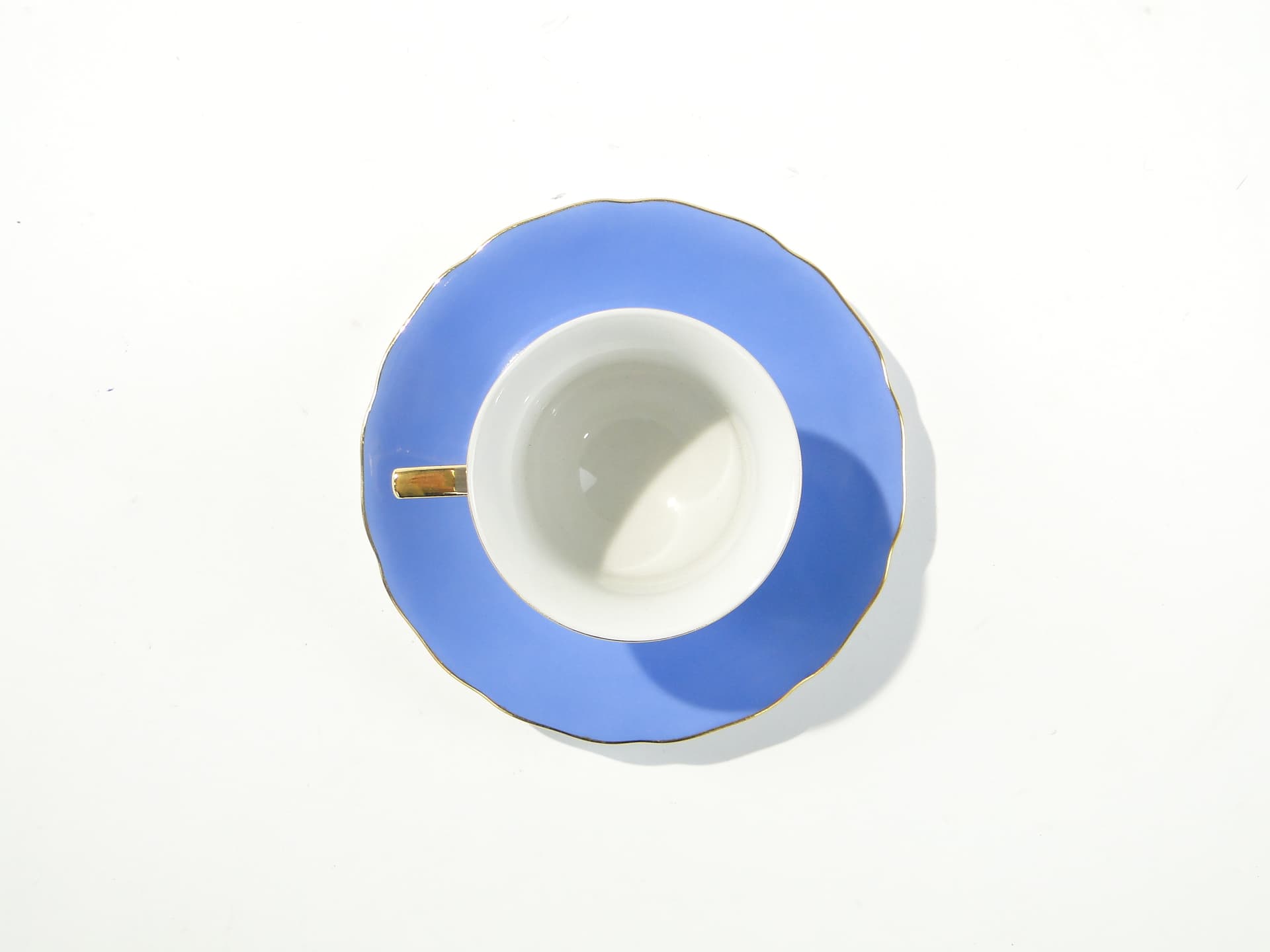 Filiżanka do espresso Windsor, porcelana biała niebieska, złocenie, Karlovy Vary, Czechosłowacja, lata 50. - 372259