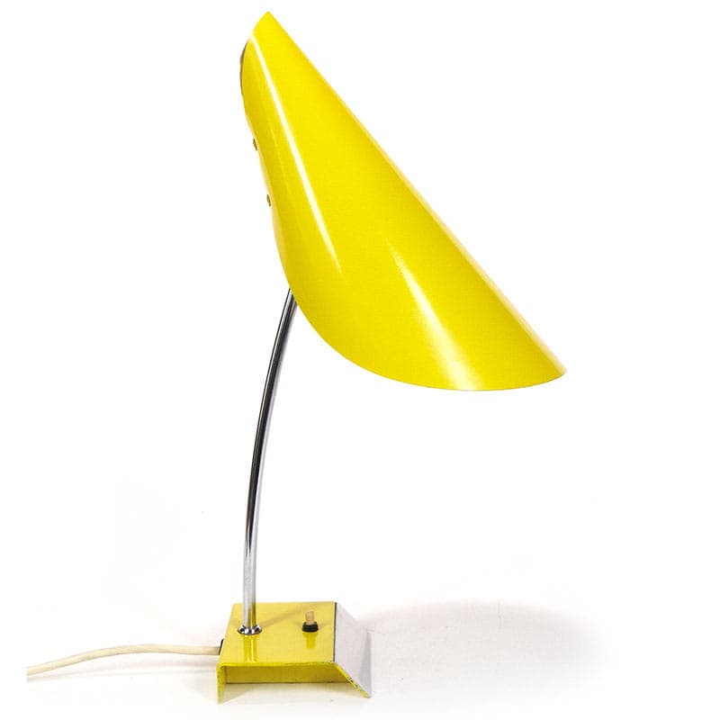 Lampa stołowa New Look, metal żółty, stal chromowana, proj. J. Hurka, Napako, lata 60. - 372265