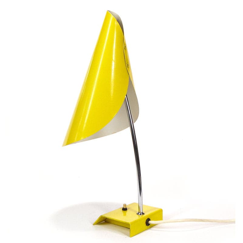 Lampa stołowa New Look, metal żółty, stal chromowana, proj. J. Hurka, Napako, lata 60. - 372266