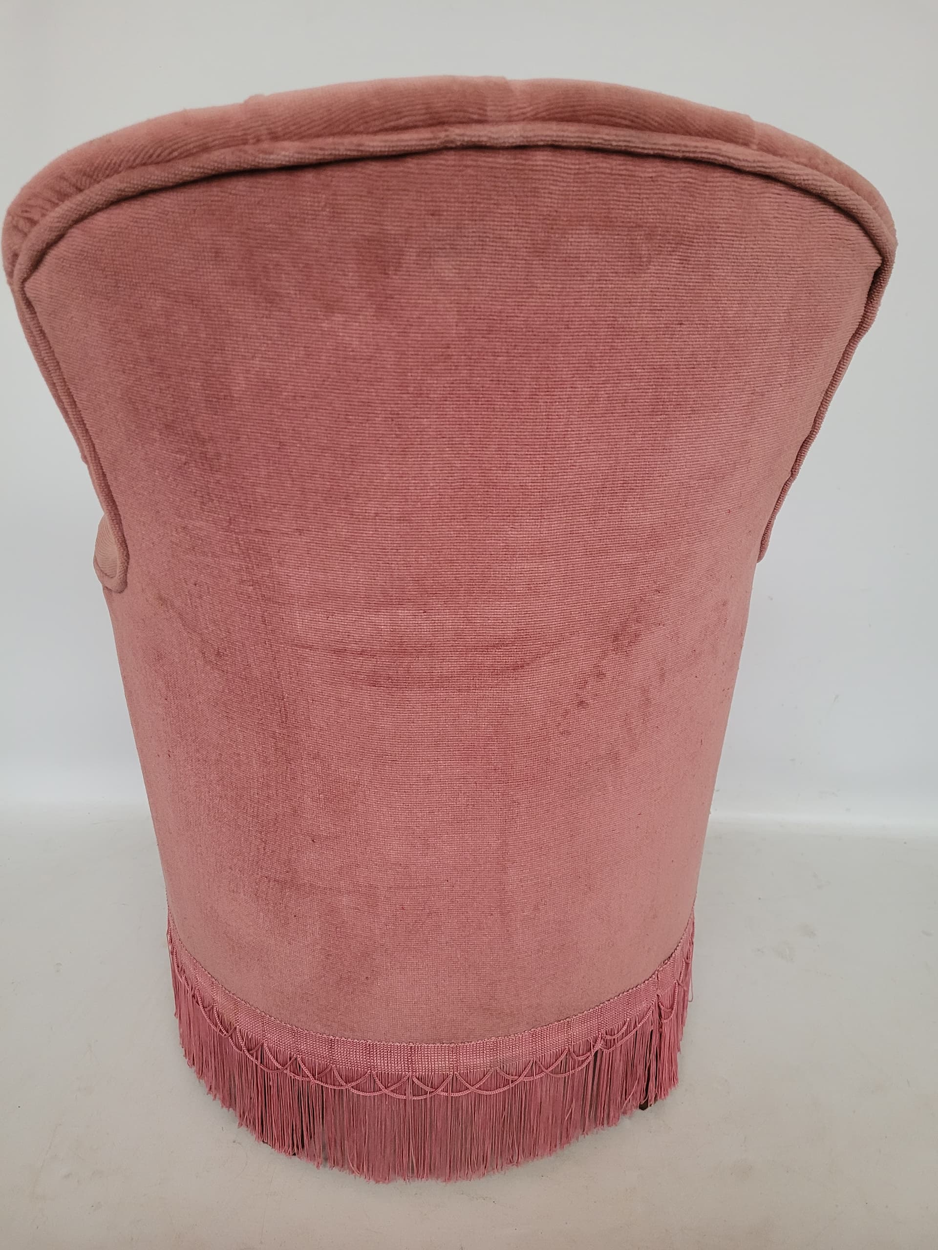 Fotel chesterfield, welur różowy, początek XX w. - 377750