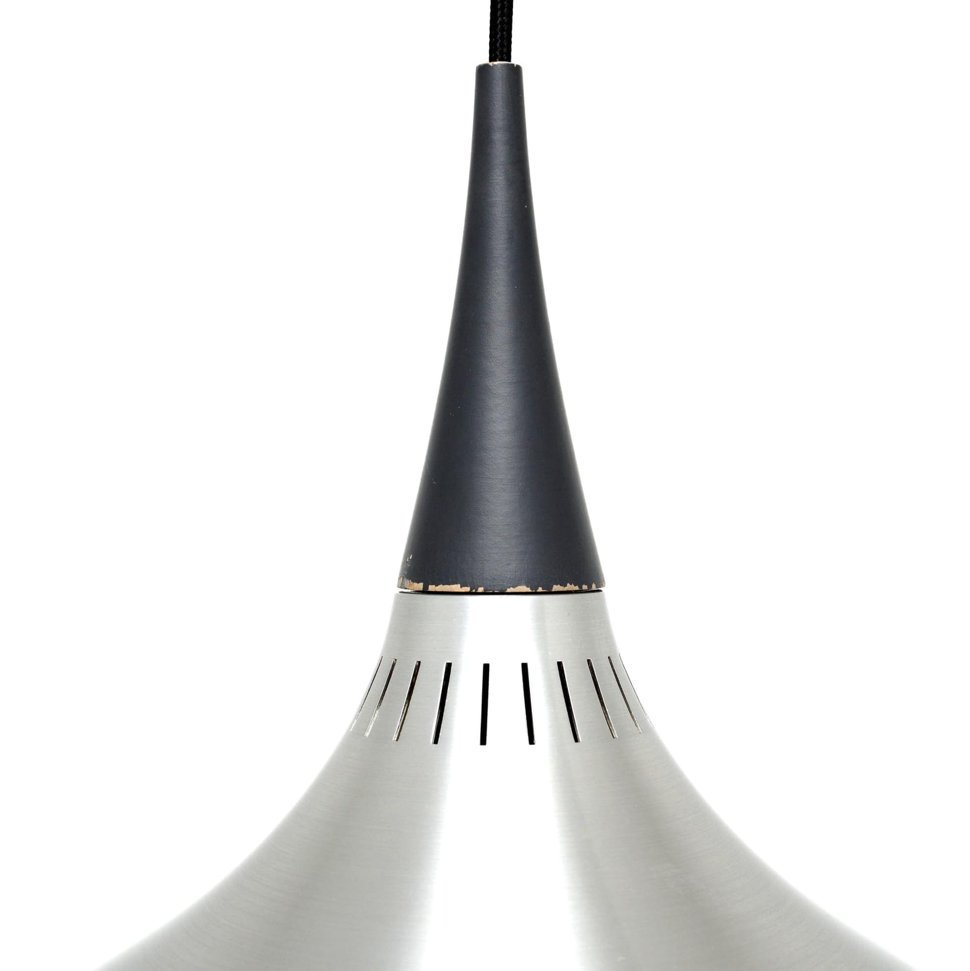 Lampa wisząca Orient, aluminium srebrny, drewno brązowy, proj. J. Hammerborg, Dania, lata 60. - 372566