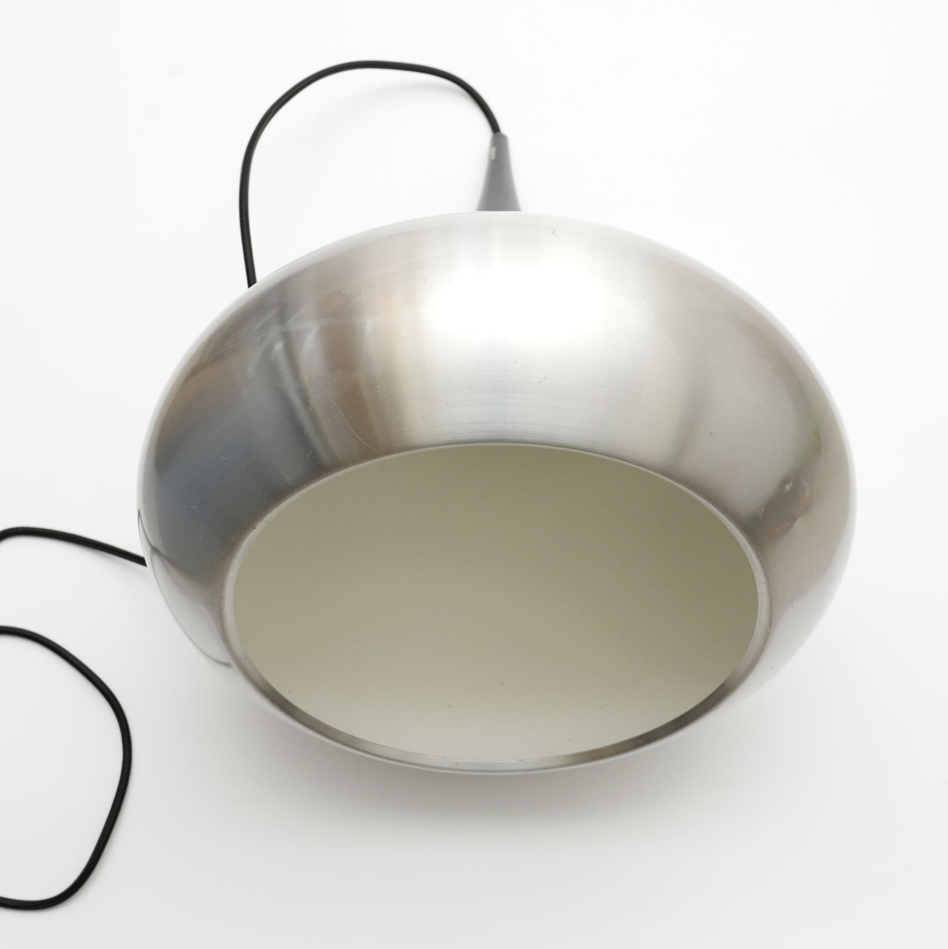 Lampa wisząca Orient, aluminium srebrny, drewno brązowy, proj. J. Hammerborg, Dania, lata 60. - 372565
