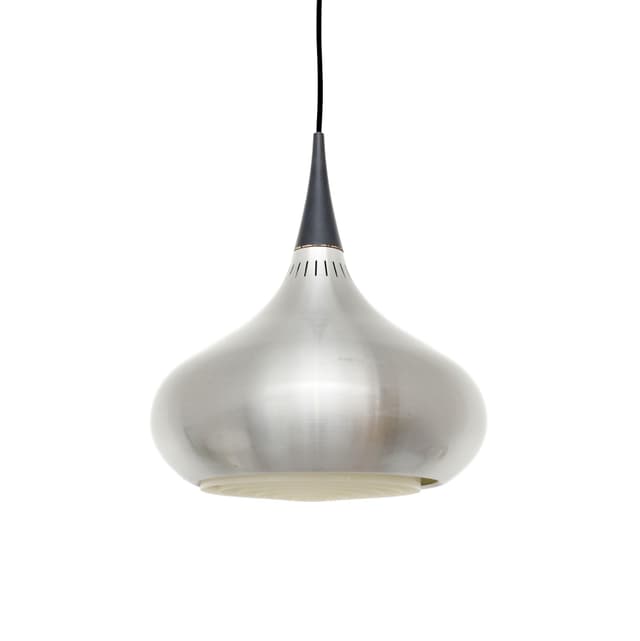 Lampa wisząca Orient, aluminium srebrny, drewno brązowy, proj. J. Hammerborg, Dania, lata 60. - WYMIARY