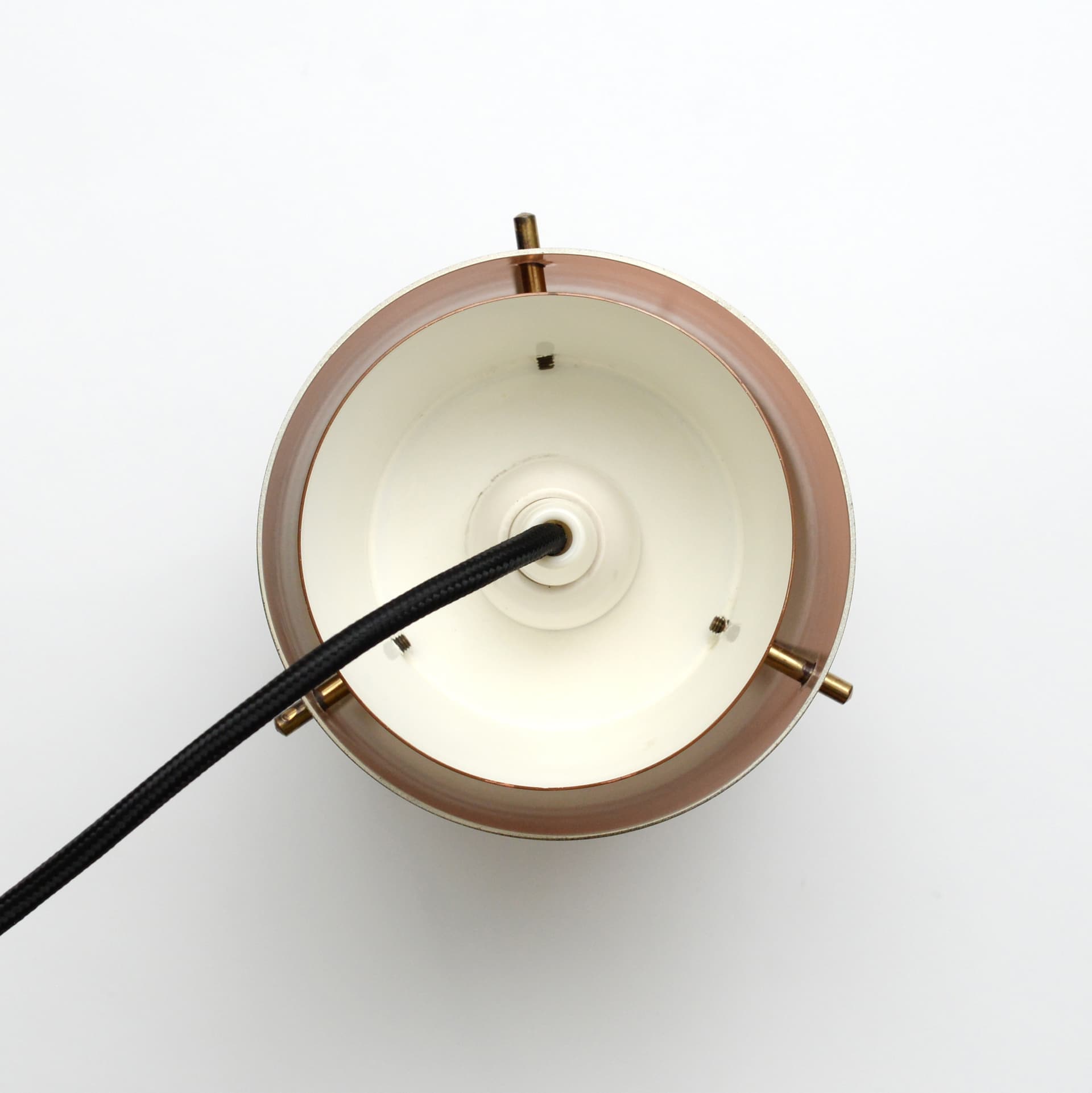 Lampa wisząca, miedź złoty, metal czarny, proj. C. Thore, Szwecja, lata 60. - 372570