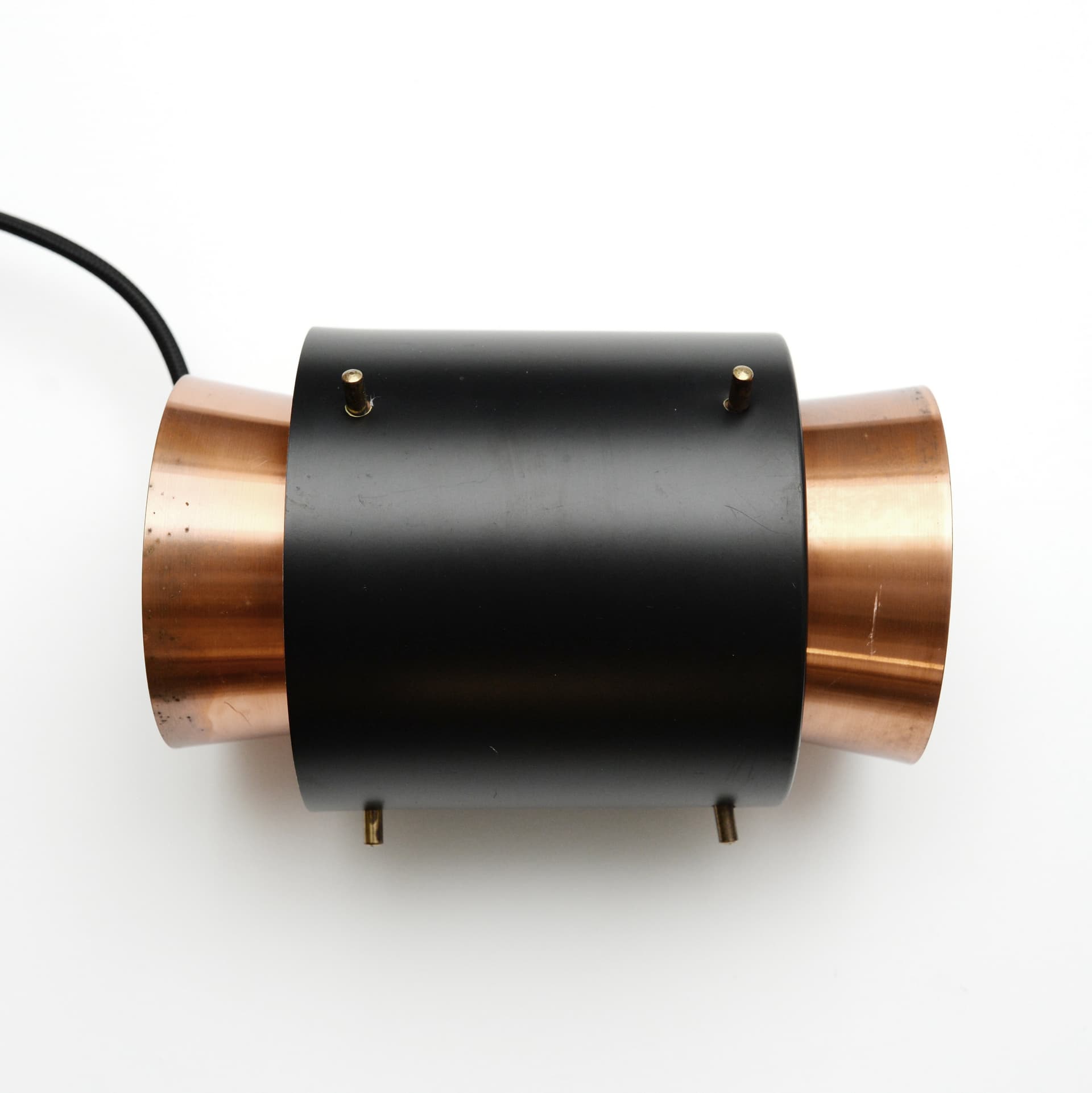 Lampa wisząca, miedź złoty, metal czarny, proj. C. Thore, Szwecja, lata 60. - 372573