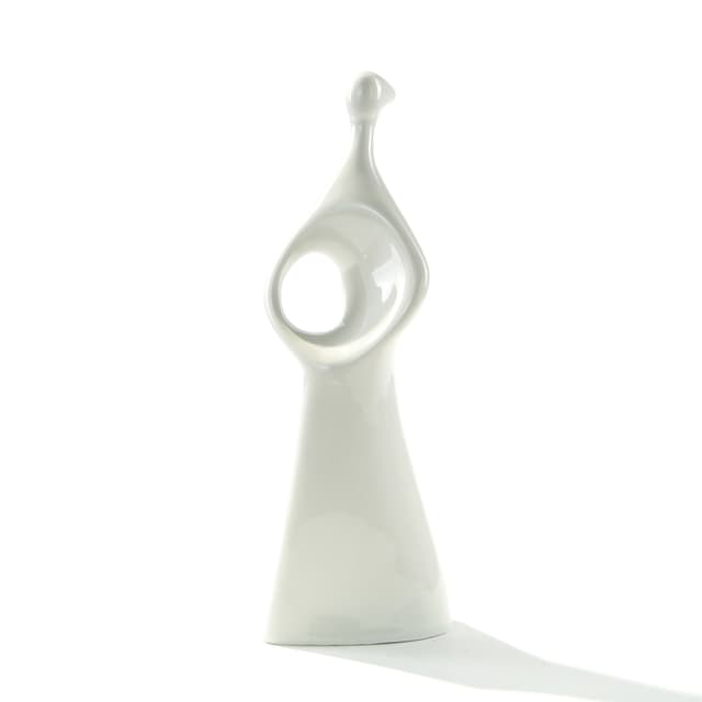 Figurka kobieta z ażurem, biała porcelana, Polska, lata 60. - WYMIARY