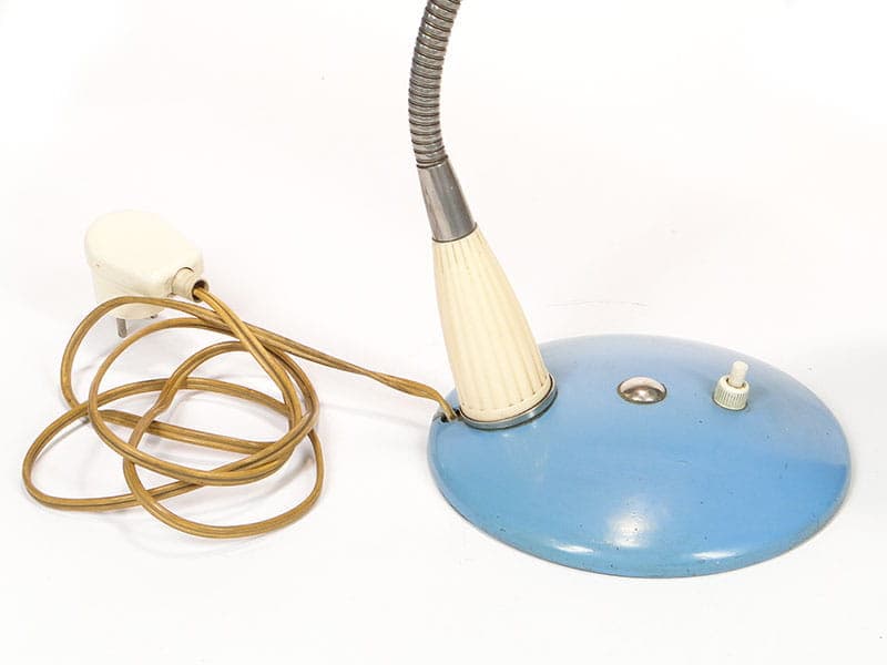 Lampa biurkowa, beżowy, stal chromowana, bakelit, Meos, Polska, lata 60. - 372712