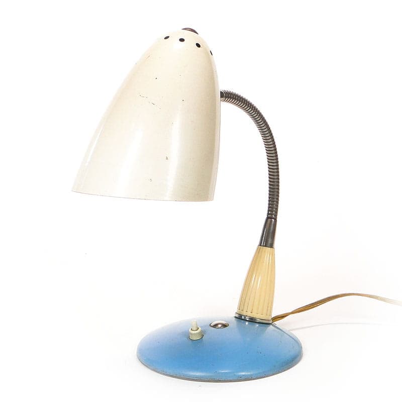 Lampa biurkowa, beżowy, stal chromowana, bakelit, Meos, Polska, lata 60. - 372714