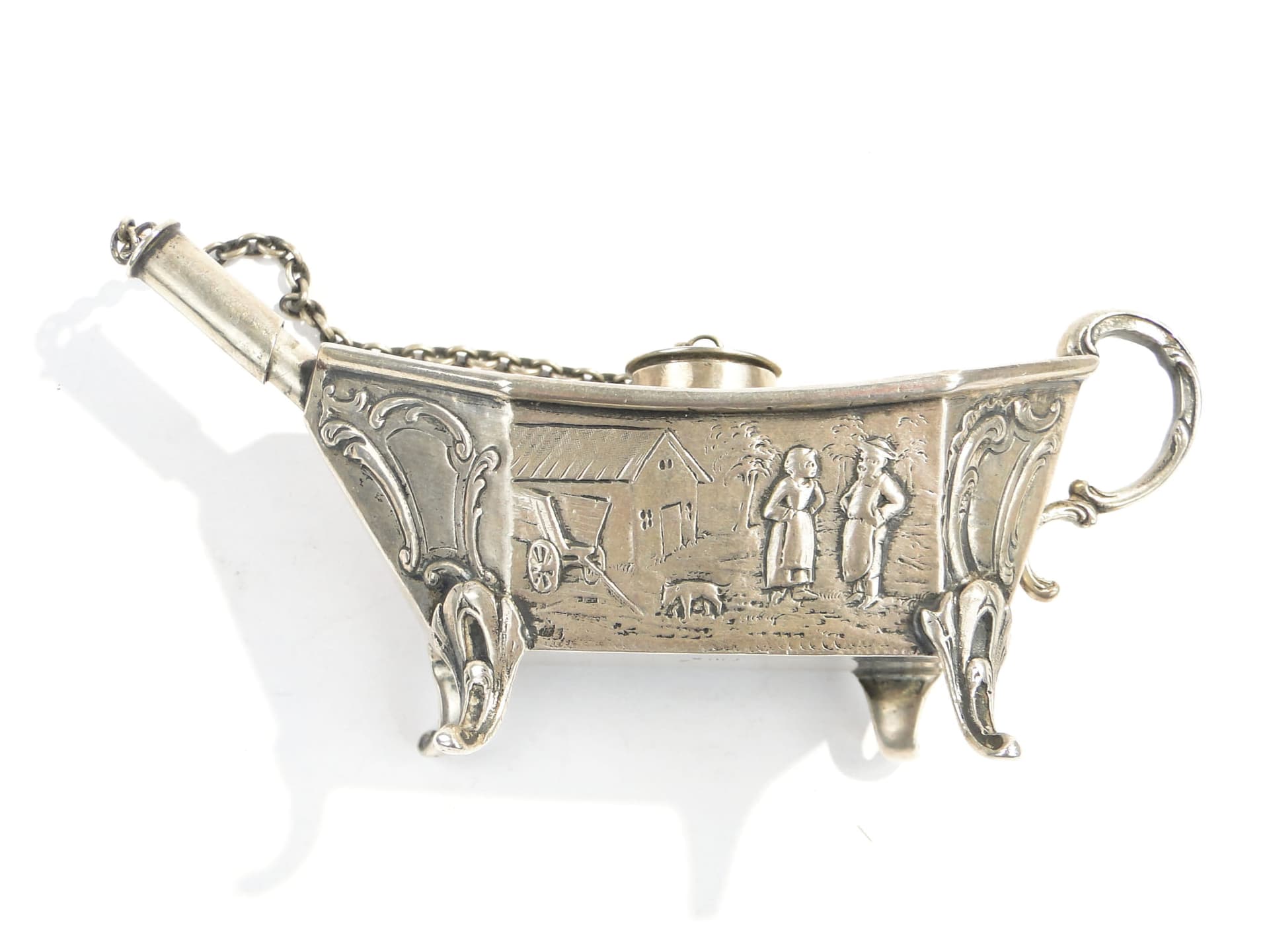 Stołowa lampa oliwna, srebro srebrny, Niemcy, XIX w. - 372786
