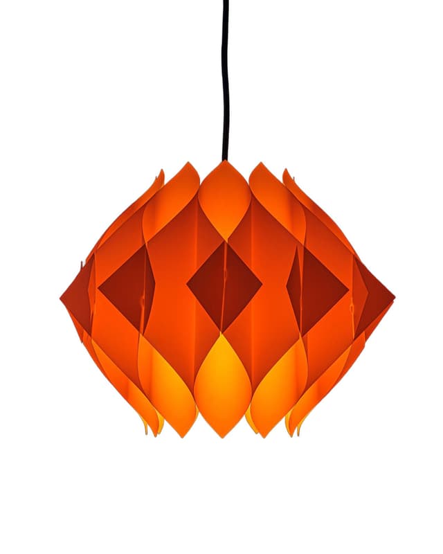 Lampa sufitowa, pomarańczowy akryl, proj. L. Schiøler, Dania, lata 70. - WYMIARY