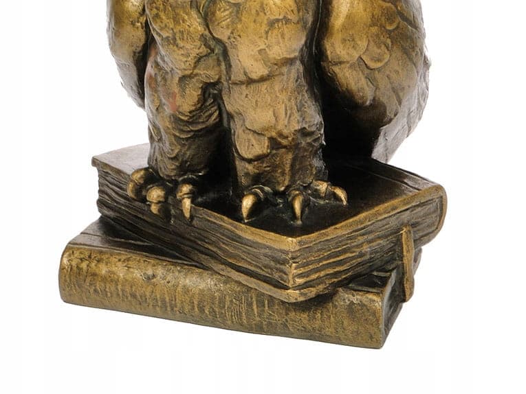 Figura sowa na książkach, brązowy złoty, ceramika, początek XX w. - 372886