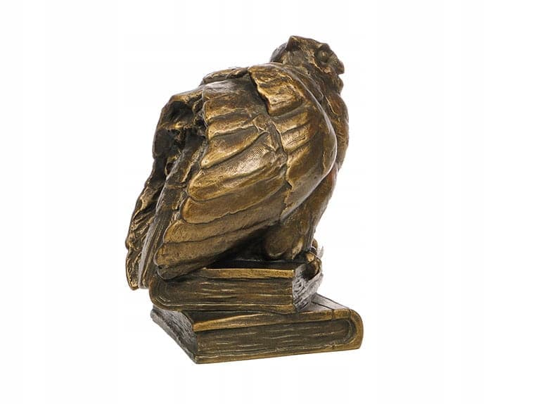 Figura sowa na książkach, brązowy złoty, ceramika, początek XX w. - 372882