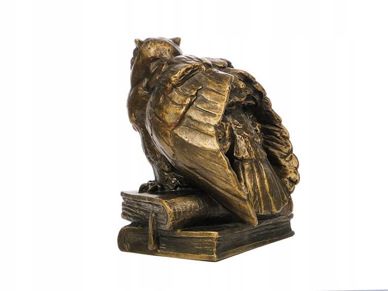 Figura sowa na książkach, brązowy złoty, ceramika, początek XX w. - 372884