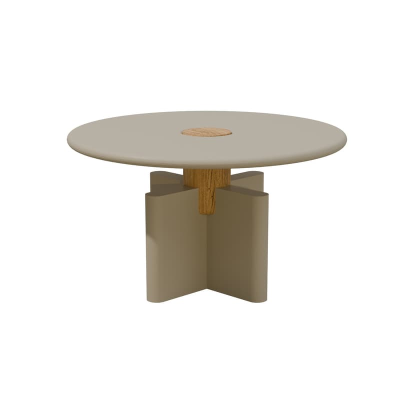 Coffee table Solis 01.01 grey MDF, solid oak, Ø52, Snapp Form