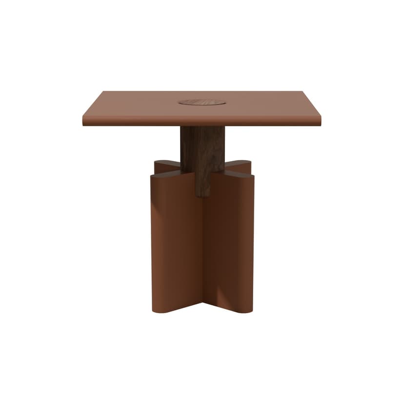 Side table Solis 01.02 red brown MDF, American walnut, 43x43, Snapp Form