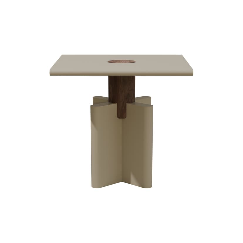 Side table Solis 01.02 grey MDF, American walnut, 43x43, Snapp Form